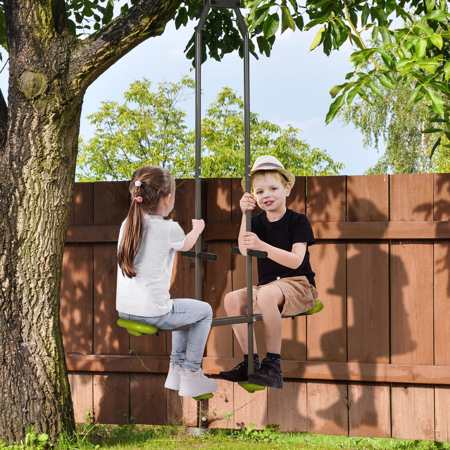 Face-to-Face Swing Set for Children in Steel and Plastic for Swing Frame - 3 to 6 years old green