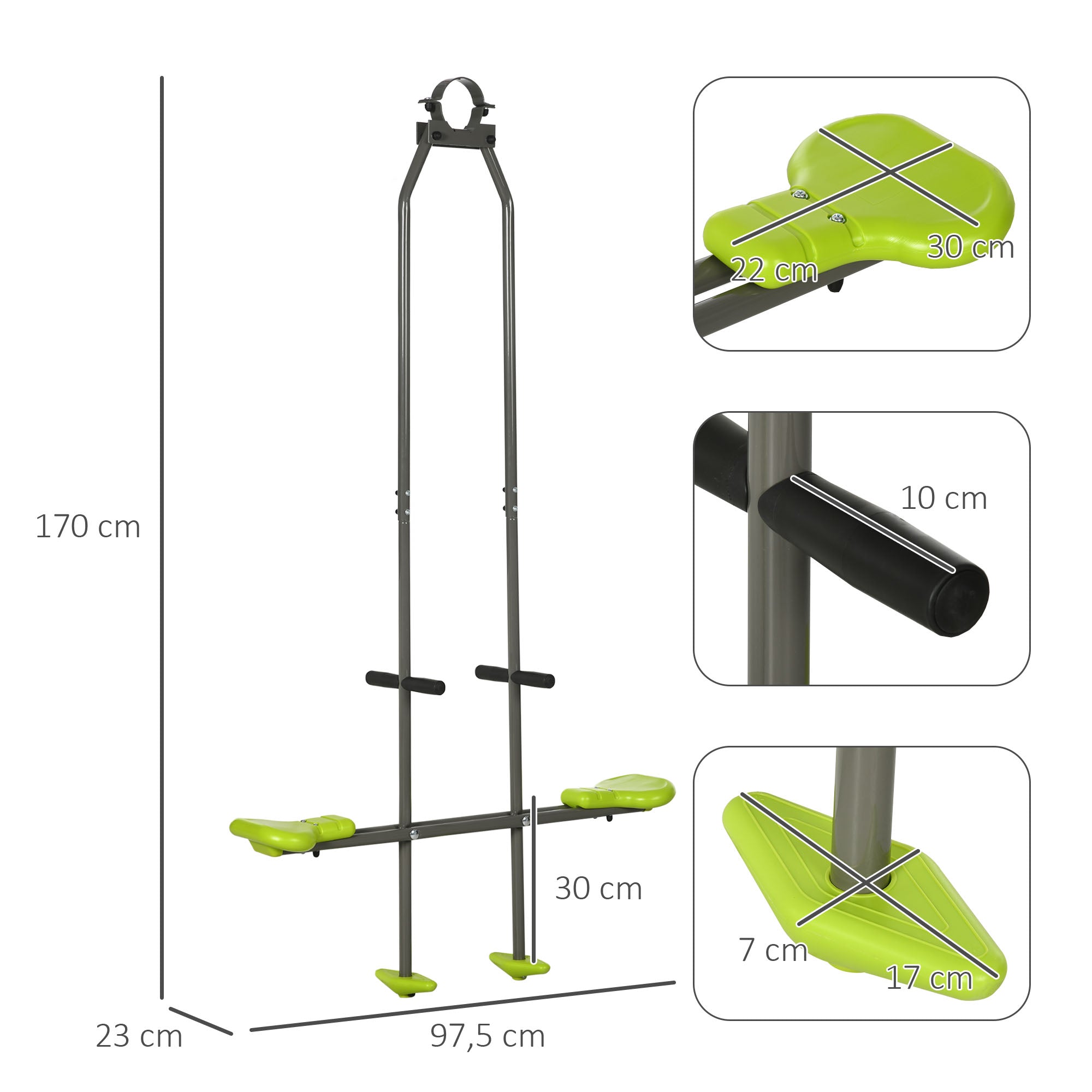 Face-to-Face Swing Set for Children in Steel and Plastic for Swing Frame - 3 to 6 years old green
