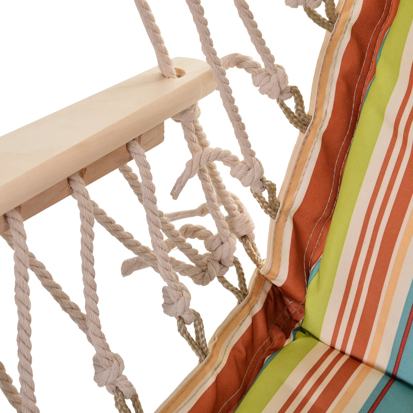 Hanging Chair Hammock with Crossbar and Cushion Ceiling Hook Frame Hanging Chair up to 100kg load Hanging Seat for Indoor Outdoor Garden Terrace Multicolored