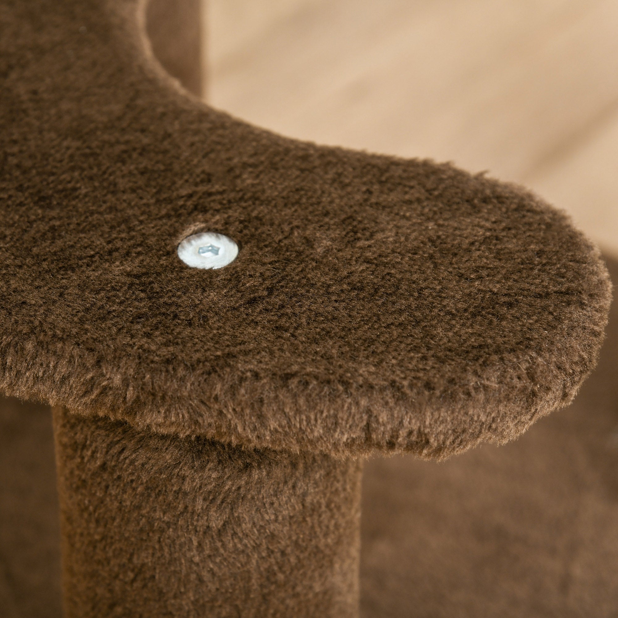 3-Level Cat Scratching Post with Platforms, Bed, and Sisal Posts, Cat Tower with Plush Covering, Ø40x65 cm, Brown