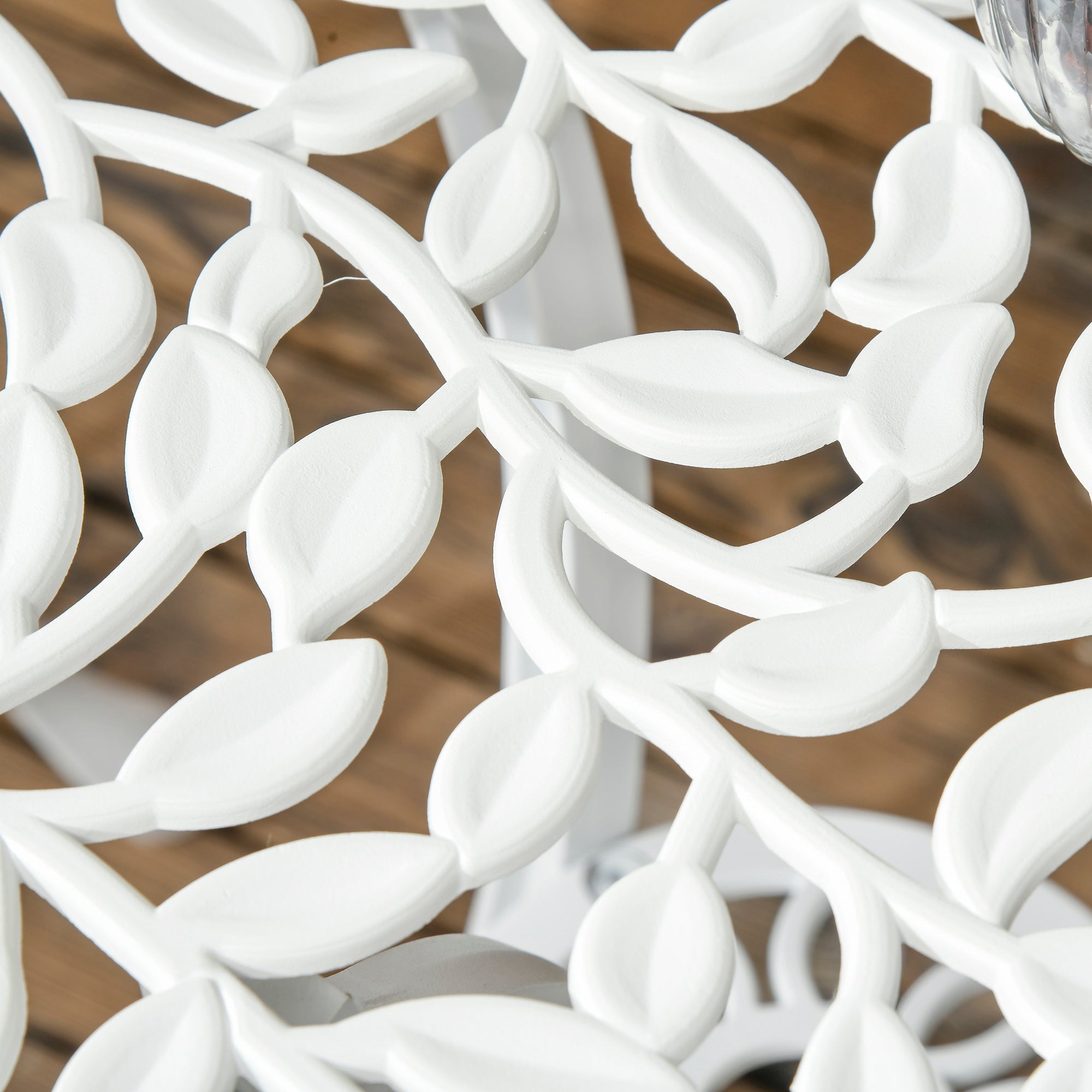 3-Piece Aluminum Garden Set in White with Floral Design, 2 Outdoor Chairs 45x42x85.5 cm and Round Table Ø61x66.5 cm