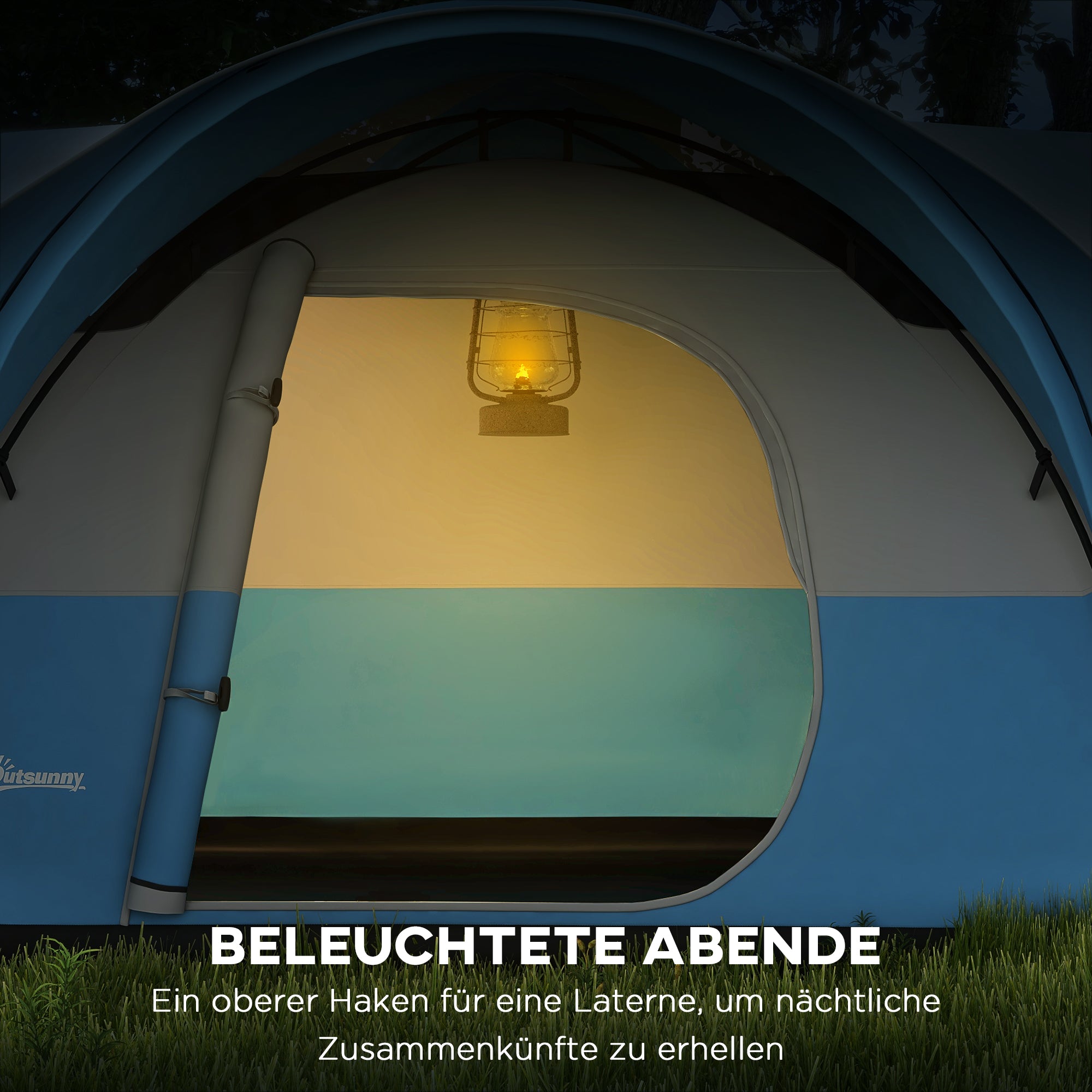 Tunnel Tent, Camping Tent, Water-Resistant Family Tent for 6 People, Festival Tent with Windows, Carry Bag, for Garden, Patio, Blue