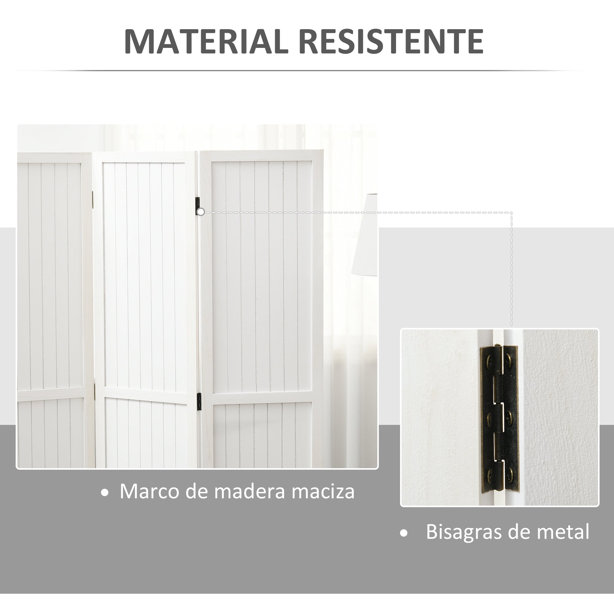 3-Panel Folding Room Divider 120x1.8x170 cm Privacy Screen Rustic Style for Office Bedroom Living Room White