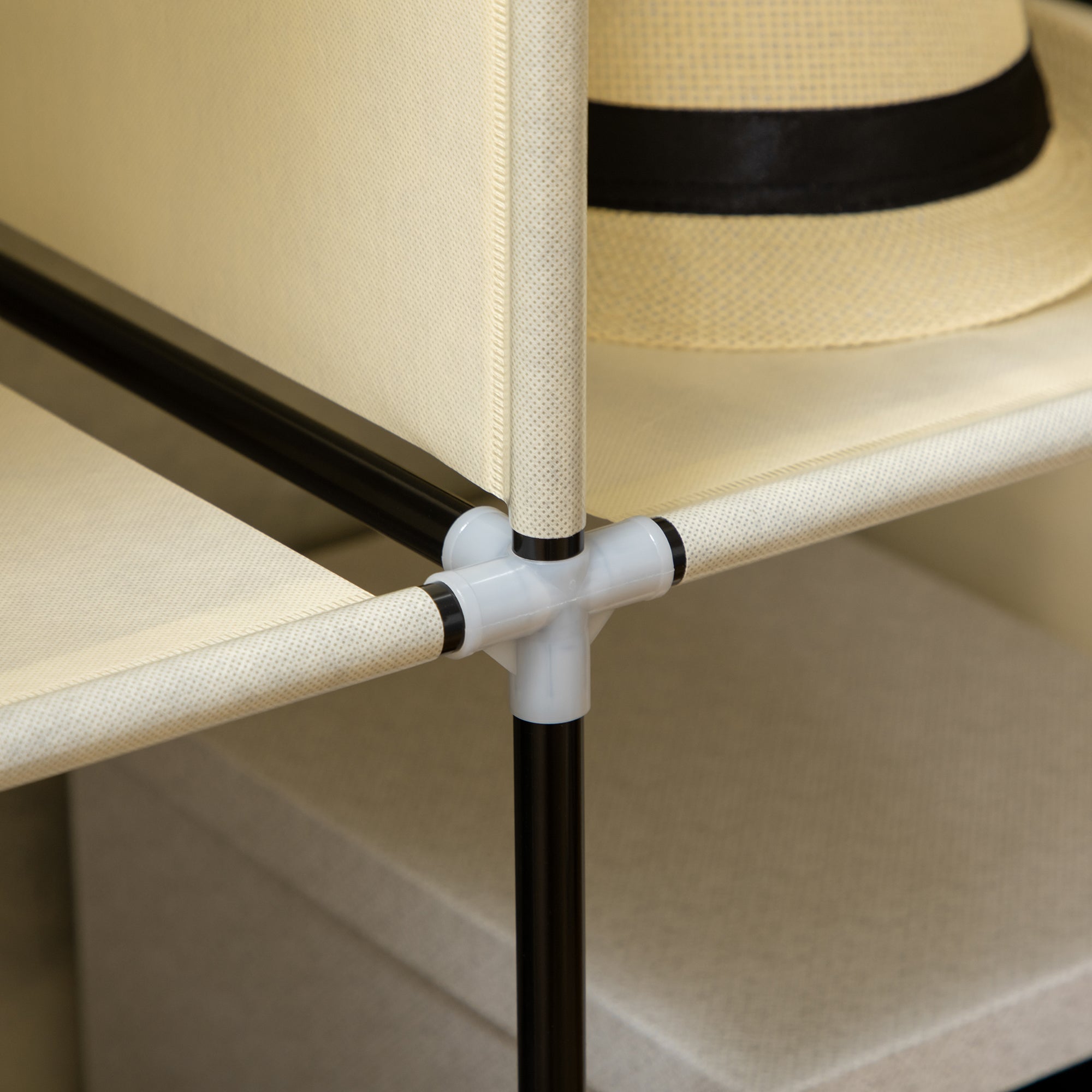 Fabric Wardrobe, Clothes Closet with Clothes Rails, 8 Levels, Foldable Wardrobe, Foldable Wardrobe for Bedroom, Hallway, Non-Woven Fabric, Cream White, 125 x 43 x 162.5 cm