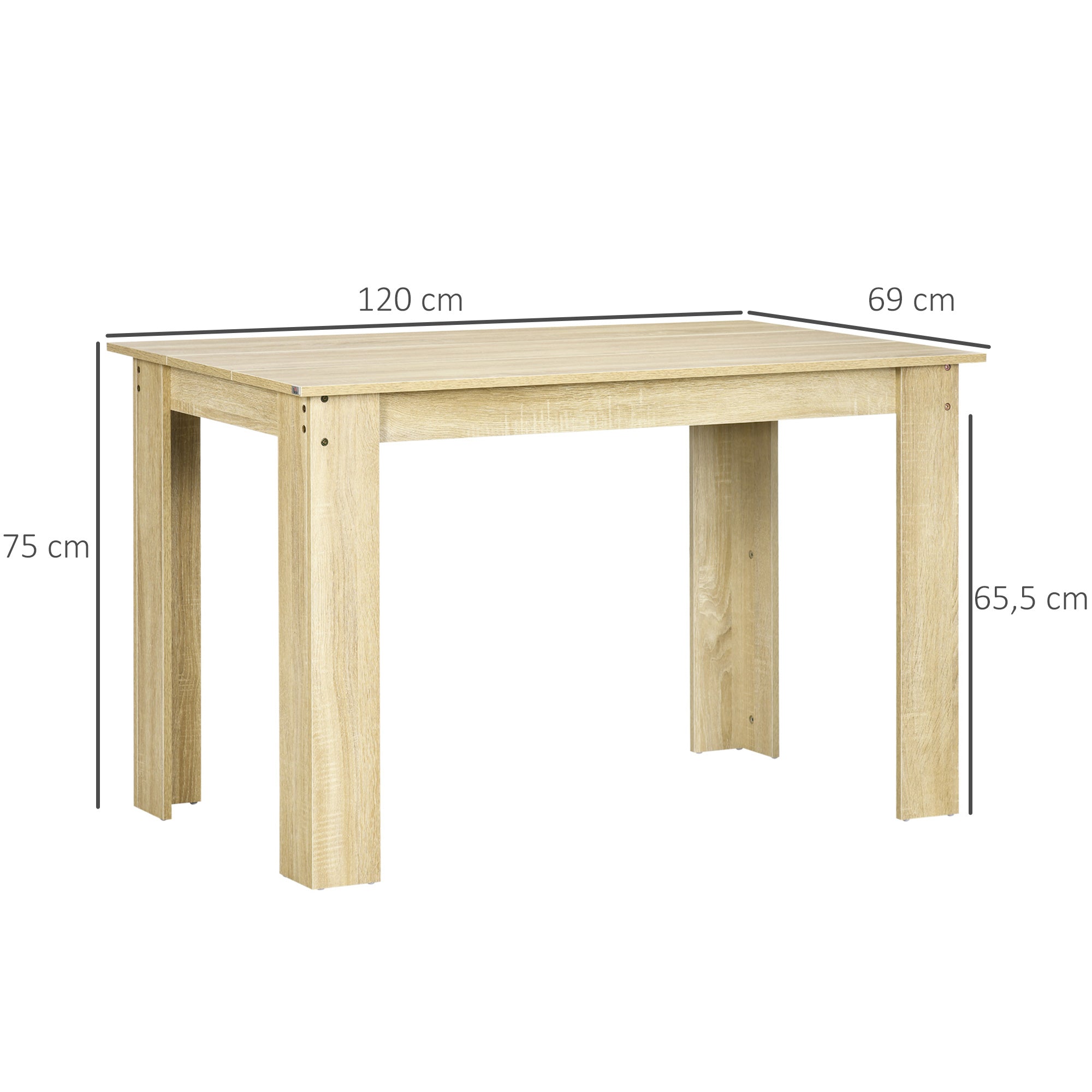 Dining Table for 4-6 People Rectangular Kitchen Table Modern Style 110 lbs Load Capacity 47.2"L x 27.2"W x 29.5"H Oak