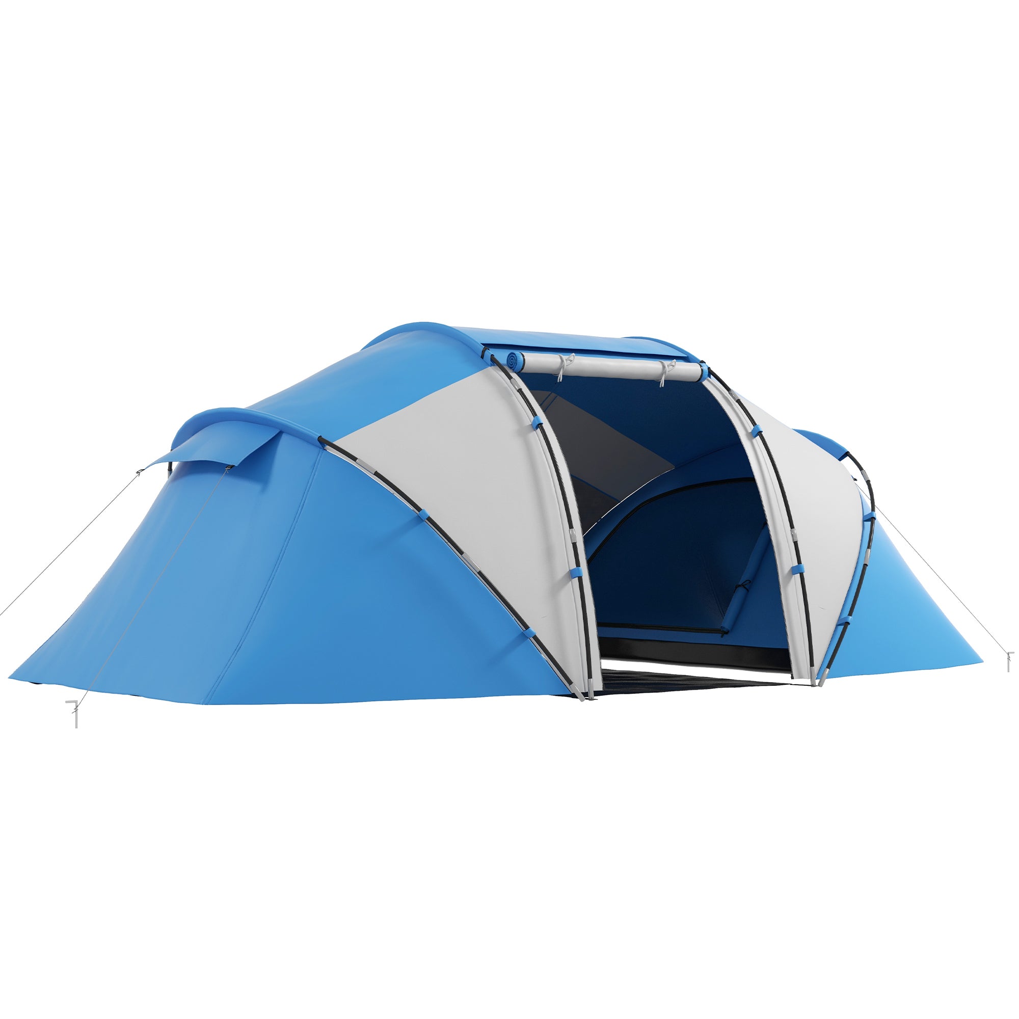 Camping Tent for 4-6 People Lightweight, Stable Waterproof Family Tent with Entrance Ground Sheet, Tent with 2000mm Water Column Tunnel Tent Dome Tent for Camping Travel Trekking Garden, Blue