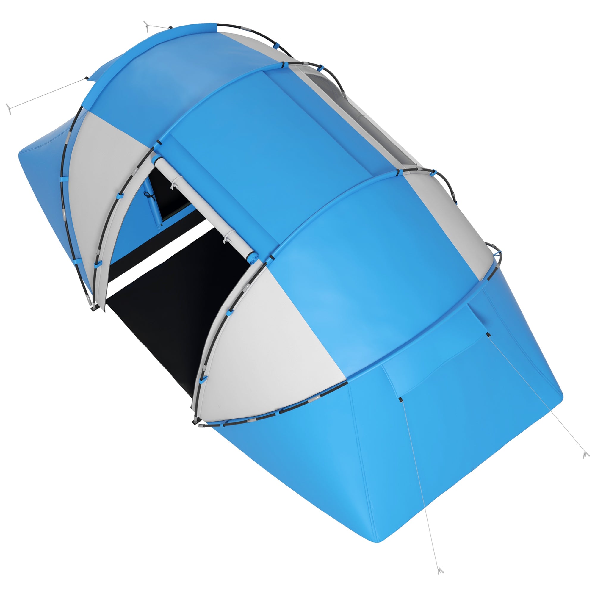 Camping Tent for 4-6 People Lightweight, Stable Waterproof Family Tent with Entrance Ground Sheet, Tent with 2000mm Water Column Tunnel Tent Dome Tent for Camping Travel Trekking Garden, Blue