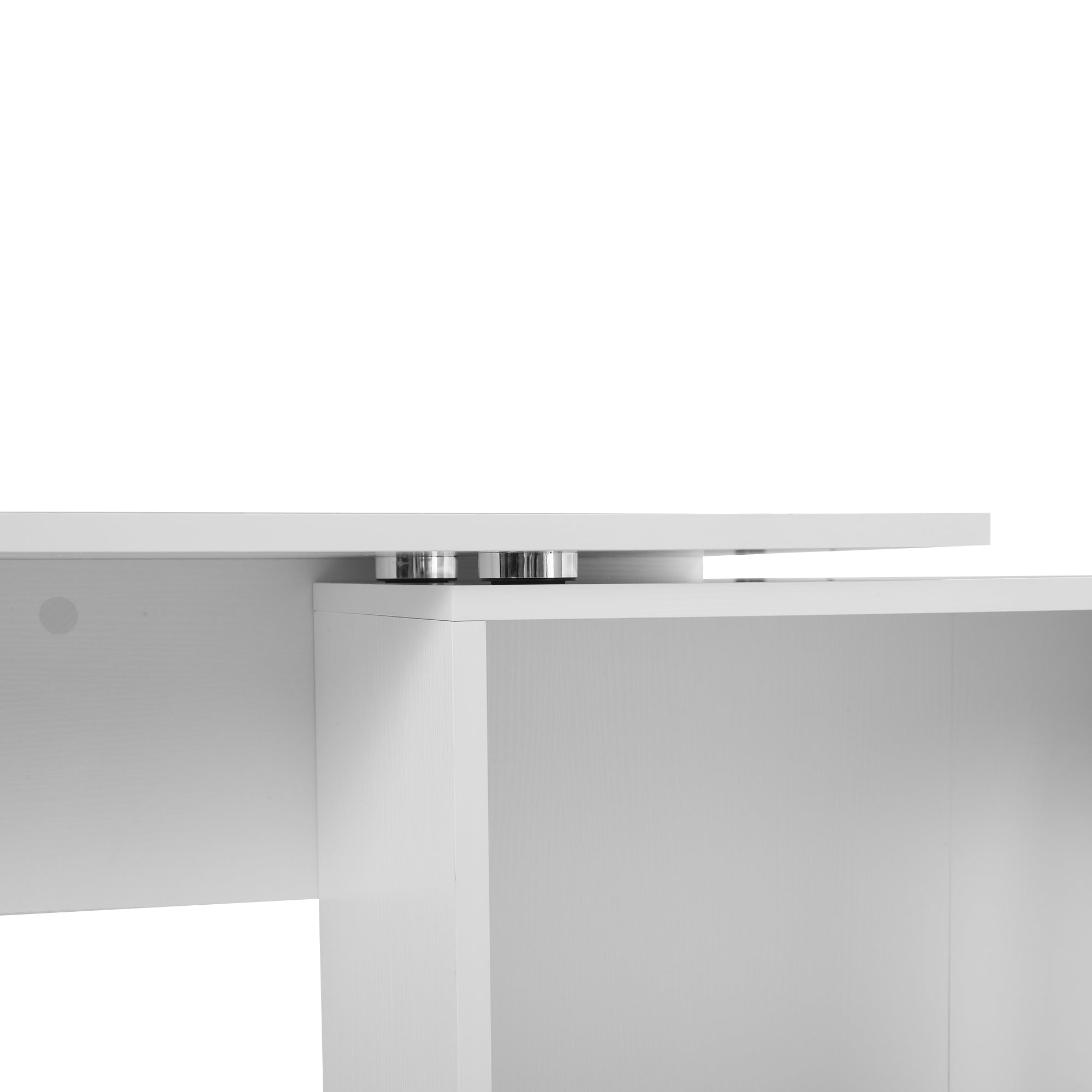 Corner Desk for Study and Office with 2 Drawers and 2 Shelves, Modern Wood Desk, 117x82x74 cm, White