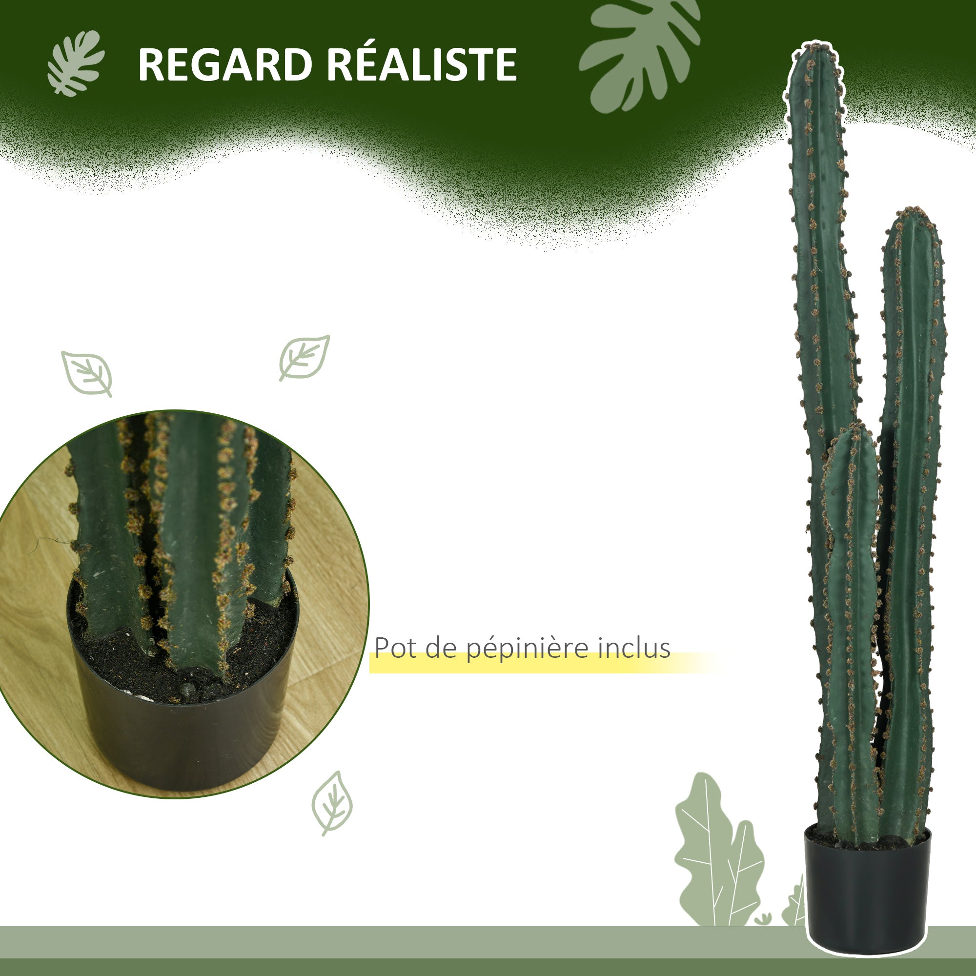 Highly Realistic Large Artificial Cactus Large Artificial Plant Dimensions: Ø 18 x 120H cm Green