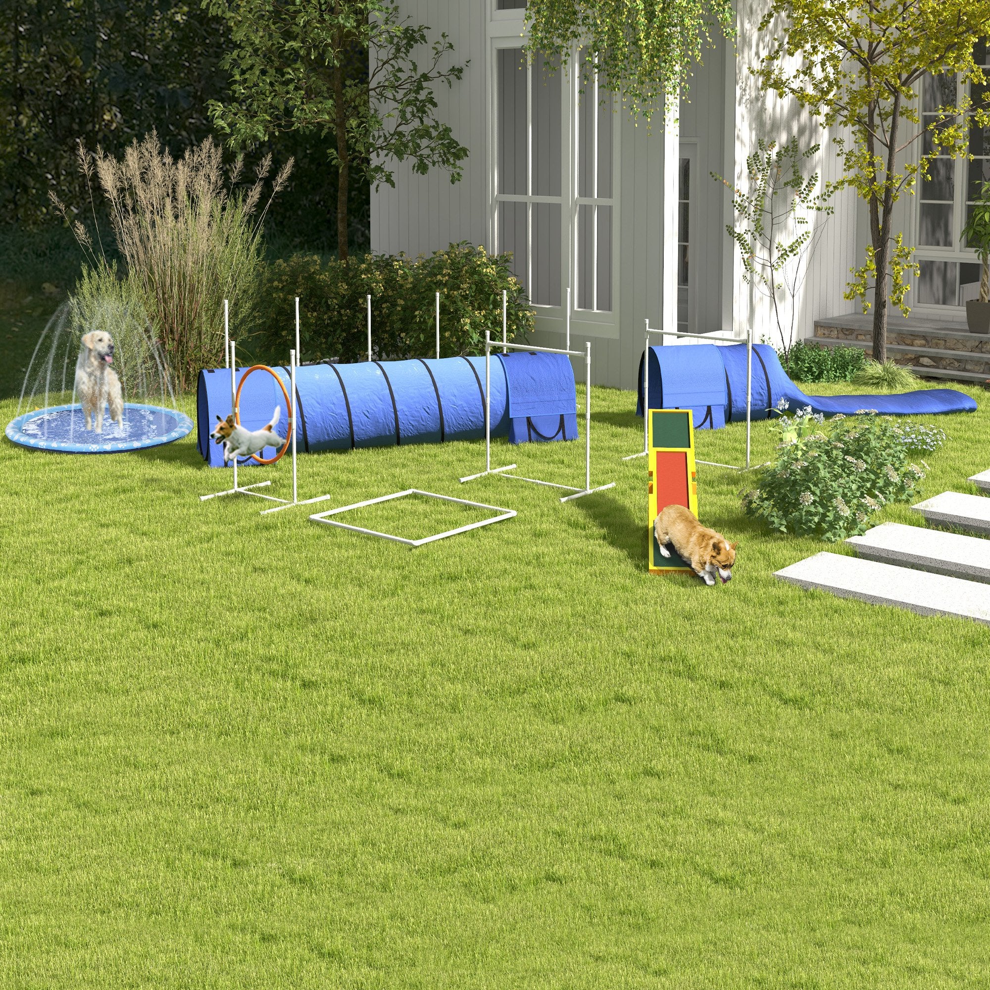 170 cm Sprinkler Mat Dog Inflatable Splash Pad Non-Slip Water Play Mat Water Mat Play Mat Splash Pool Water Sprinkler Dog Pool for Pets Summer Garden