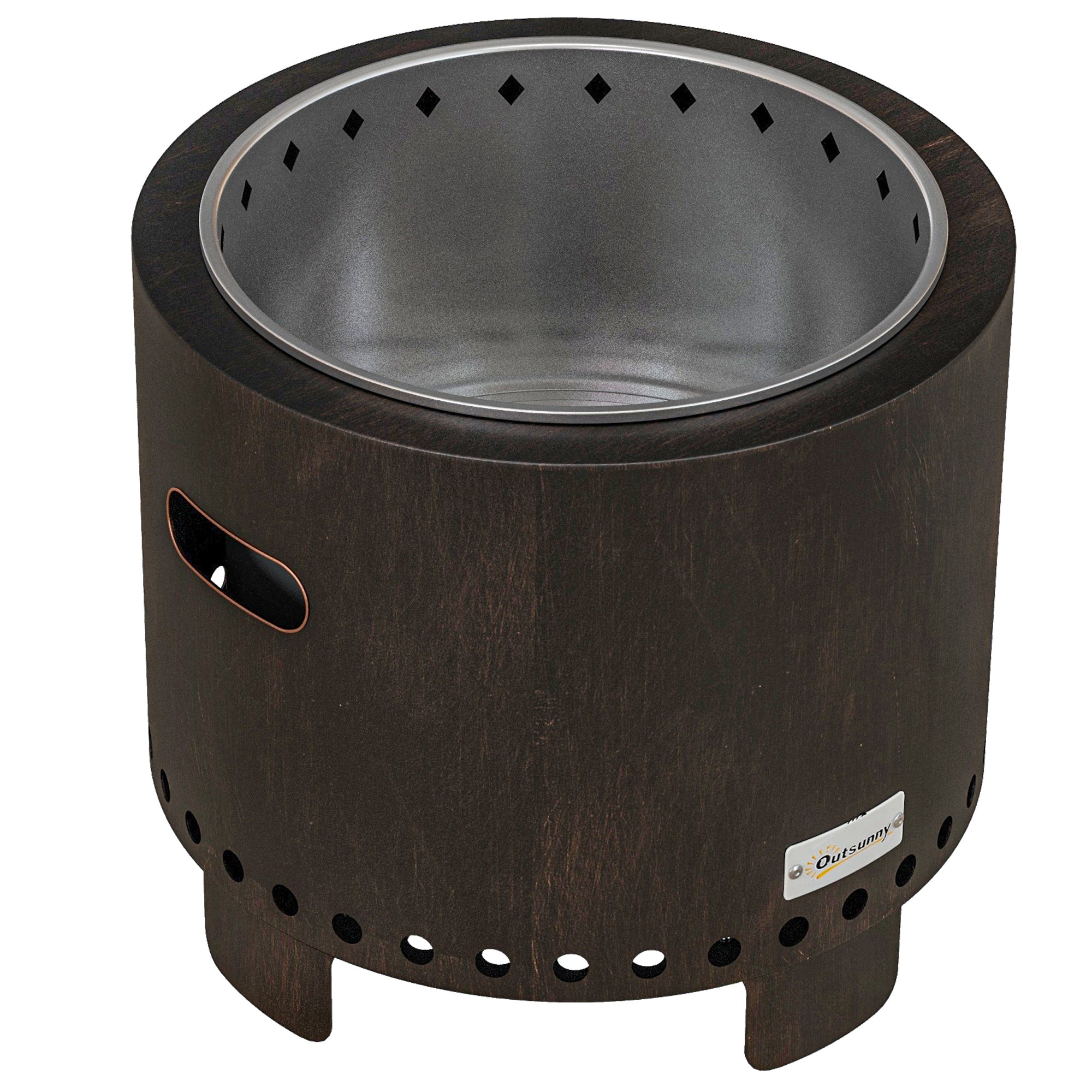 Fire Bowl, Smokeless Table Fire, Ø45 cm Fire Pit with Handle, Poker, Fire Basket for Garden, Camping, Patio, Metal, Black