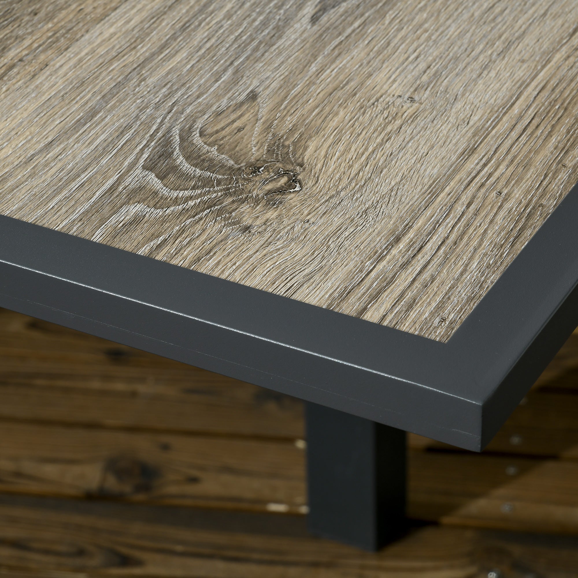 Garden Table, Dining Table for Garden with Extendable Tabletop, Terrace Table with Wood Effect, Balcony Table made of Aluminum, Beige+Gray, 160 x 80 x 75cm