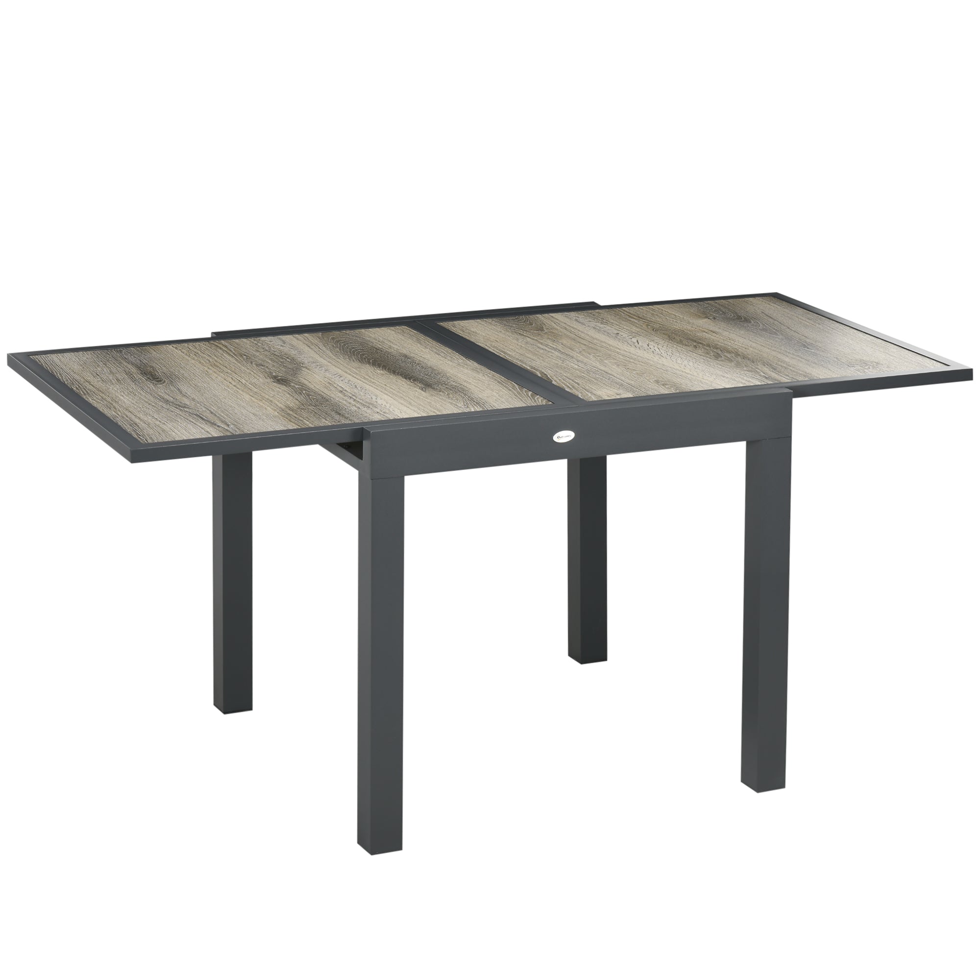 Garden Table, Dining Table for Garden with Extendable Tabletop, Terrace Table with Wood Effect, Balcony Table made of Aluminum, Beige+Gray, 160 x 80 x 75cm