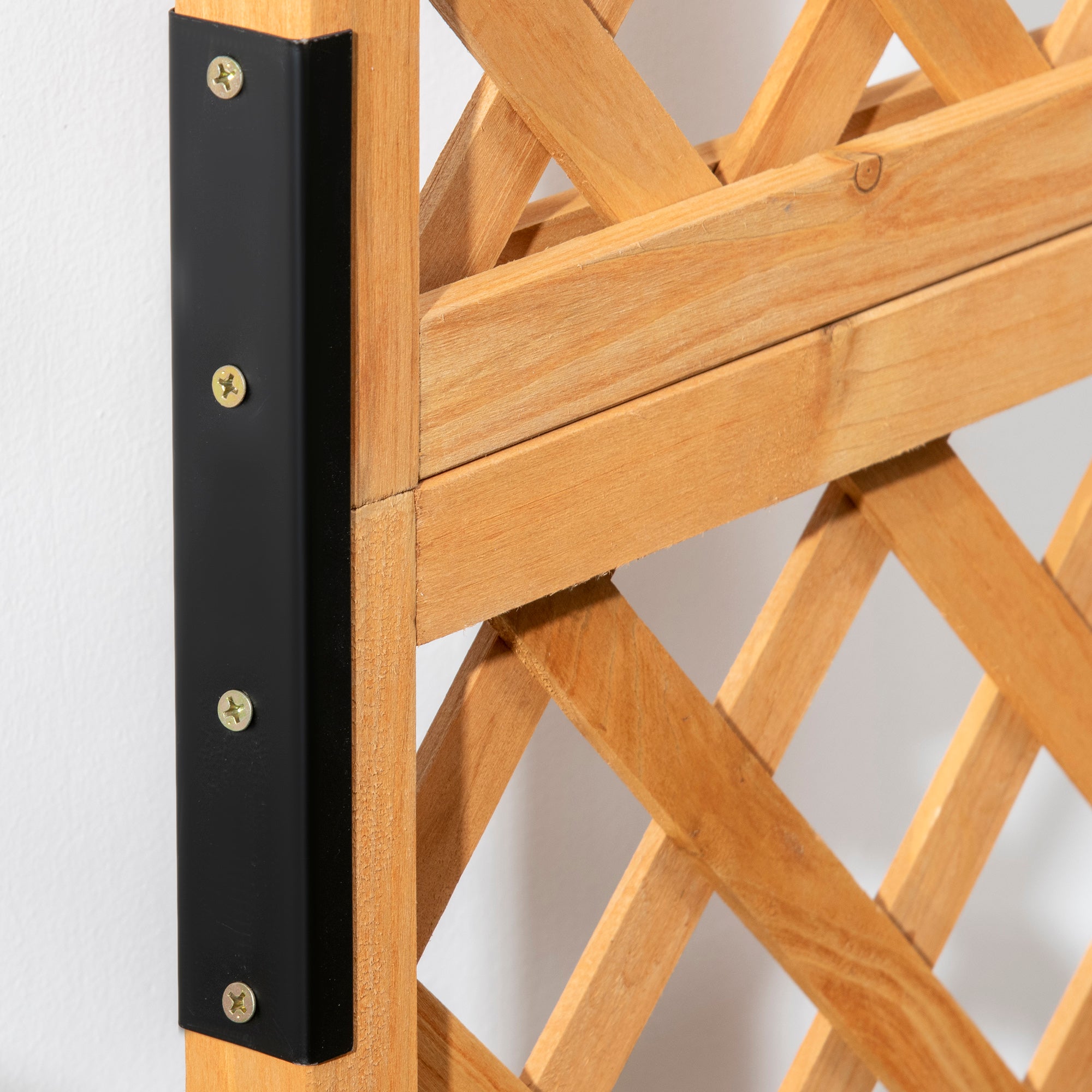 Half Barrel Brown Planter Box made of Pine Wood with Trellis for Climbing Plants, 45x35x112 cm