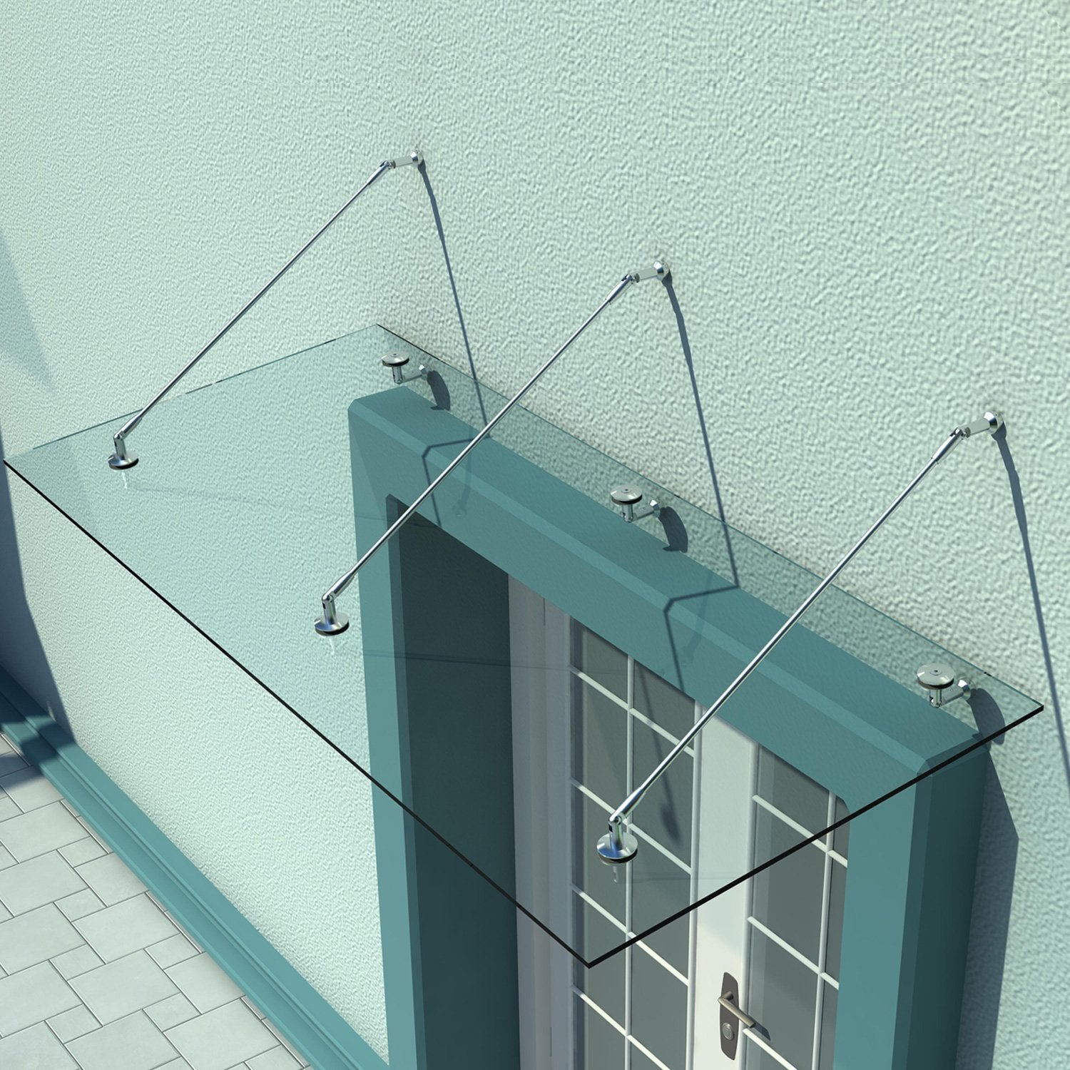 Canopy Glass Canopy Door Canopy Tempered Glass (ESG) Stainless Steel Clear Glass 200x90cm