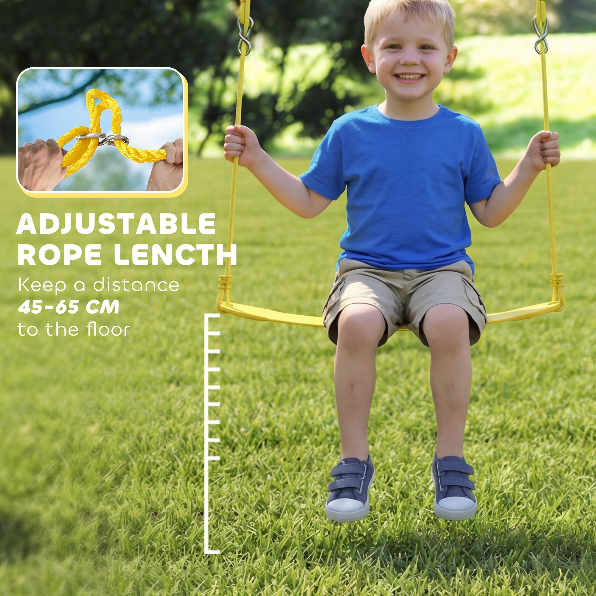 Kids Double Swing Set – Outdoor Playground with Adjustable Ropes, Metal Frame, Ages 3–8, 330 lb Capacity, Multicolor
