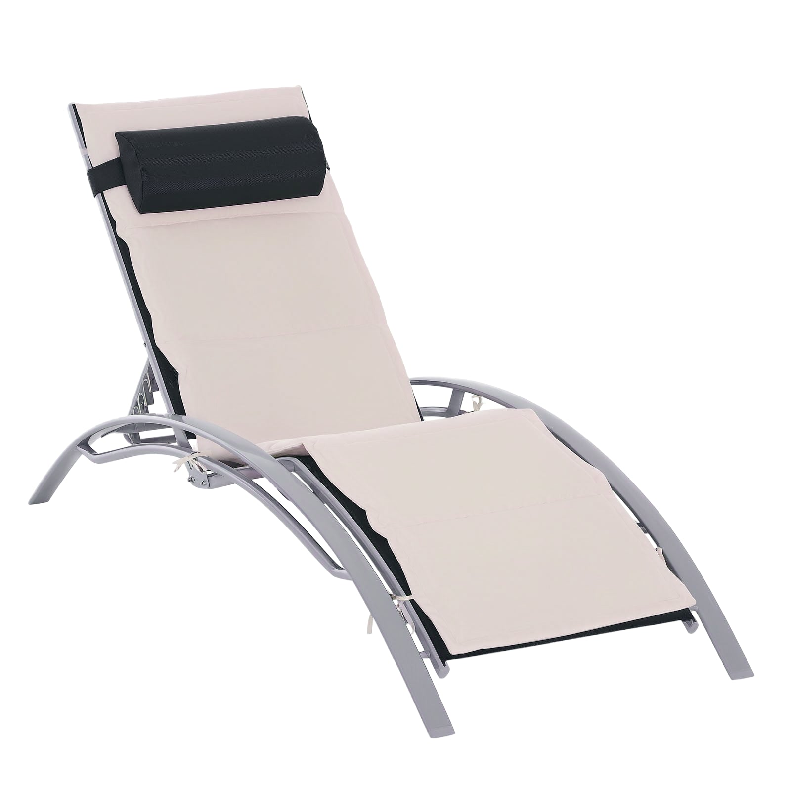 Sun Lounger Garden Lounger Garden Chair Reclining Chair Aluminium Adjustable Cream White 170 x 64 x 82 cm