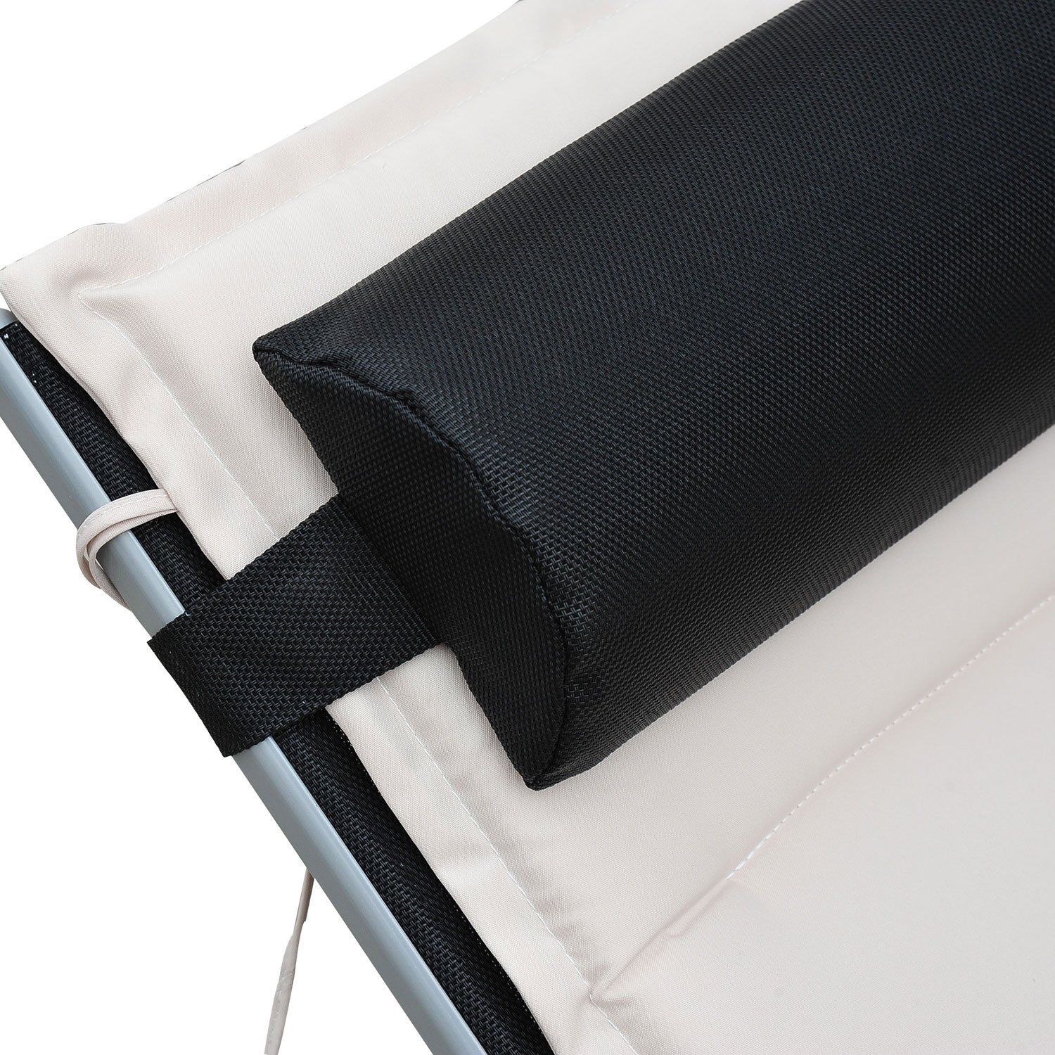 Sun Lounger Garden Lounger Garden Chair Reclining Chair Aluminium Adjustable Cream White 170 x 64 x 82 cm