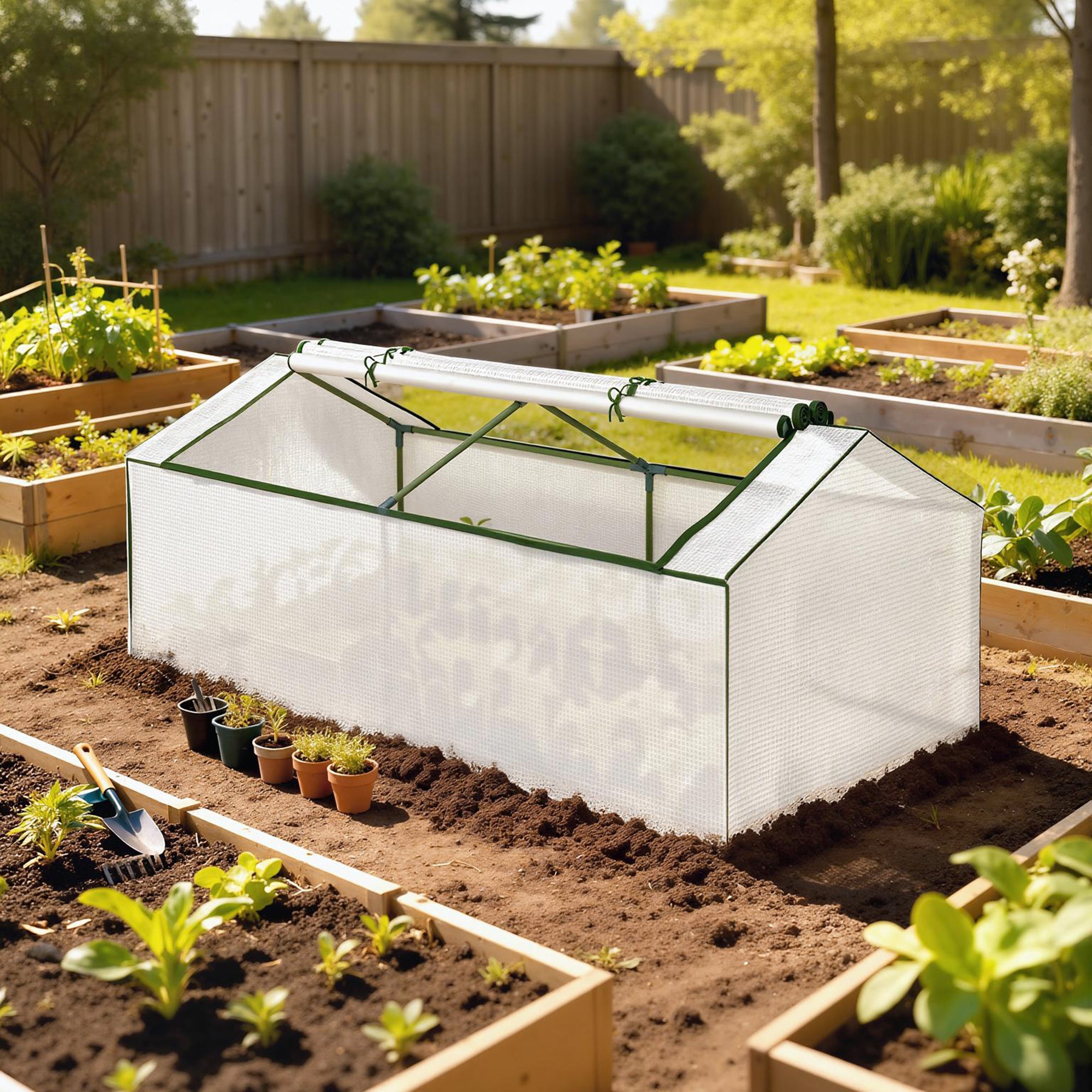 Greenhouse with PE Mesh Window — Winterproof Film Greenhouse for Balcony & Garden, Tomato House, 71" x 35.4" x 27.6" (180 x 90 x 70 cm), White