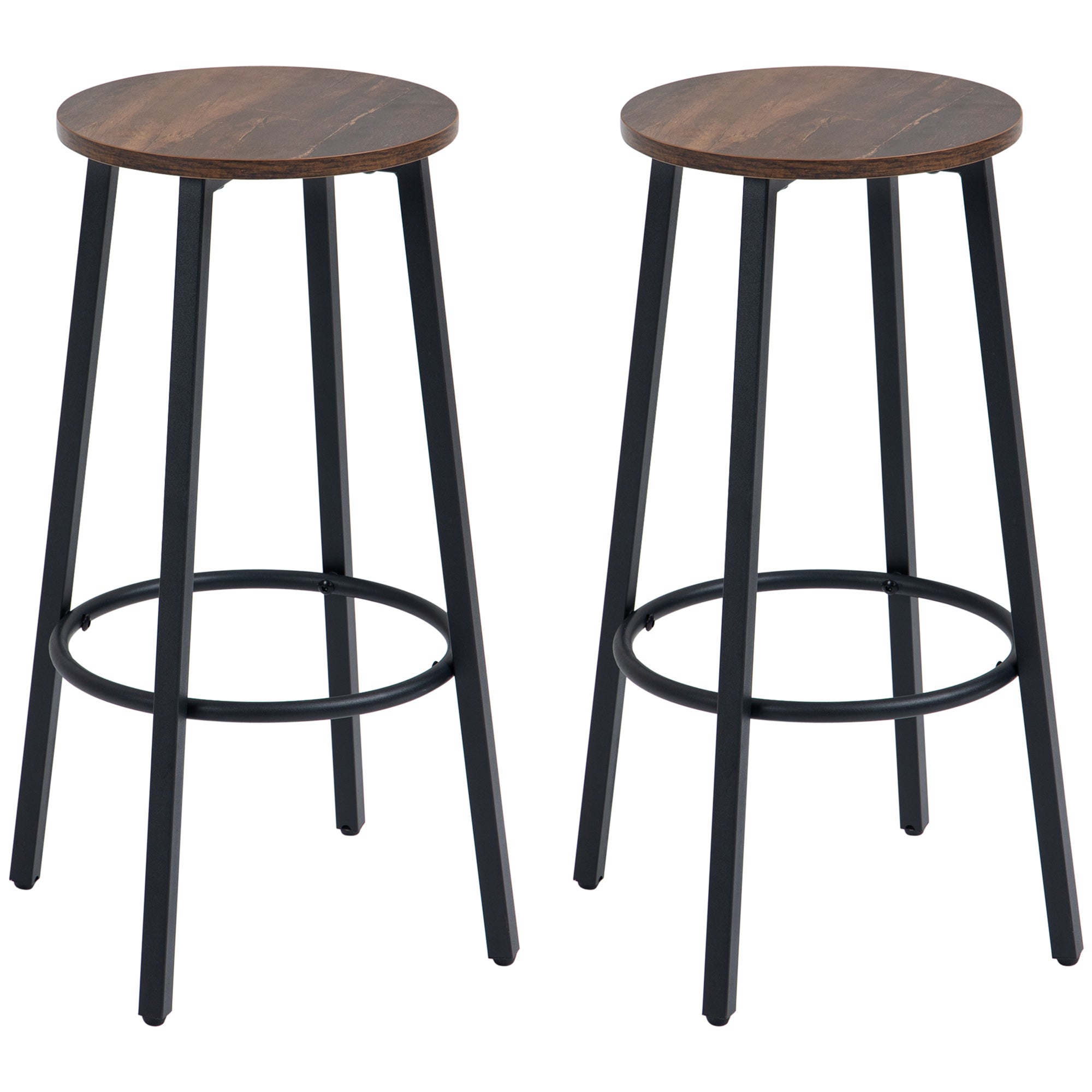 Bar Stool, Set of 2 Bar Chairs with Footrest, Counter Stool with Steel Frame, Counter Chair in Industrial Design, Kitchen Chair for Dining Room, Living Room, Rustic Brown