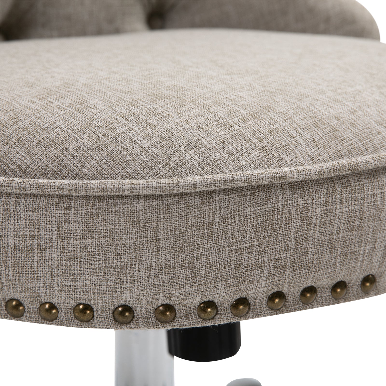 Swivel Chair with Casters Upholstered Office Chair 360° Swivel Height Adjustable Linen Metal Gray 54 x 65.5 x (84-91) cm