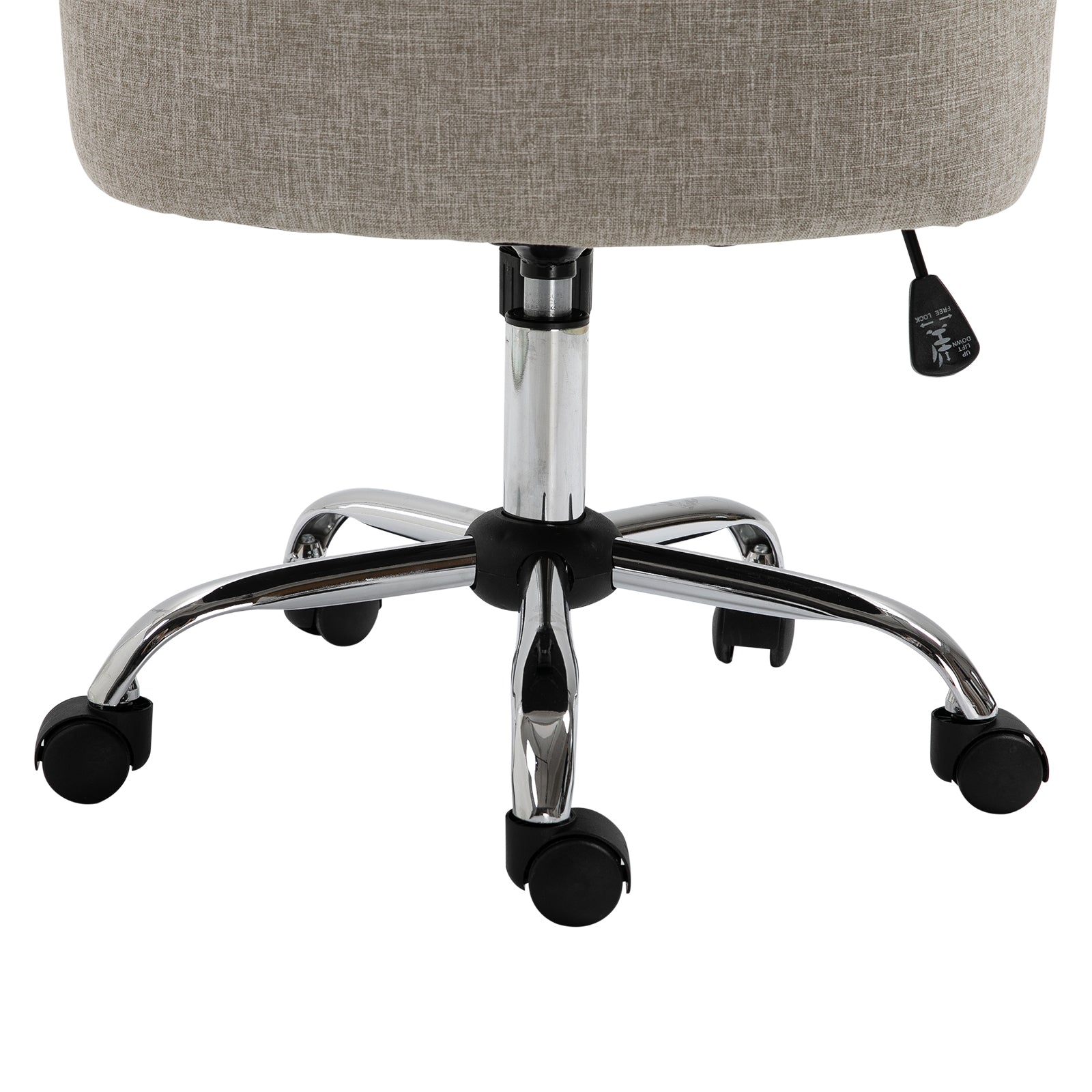 Swivel Chair with Casters Upholstered Office Chair 360° Swivel Height Adjustable Linen Metal Gray 54 x 65.5 x (84-91) cm