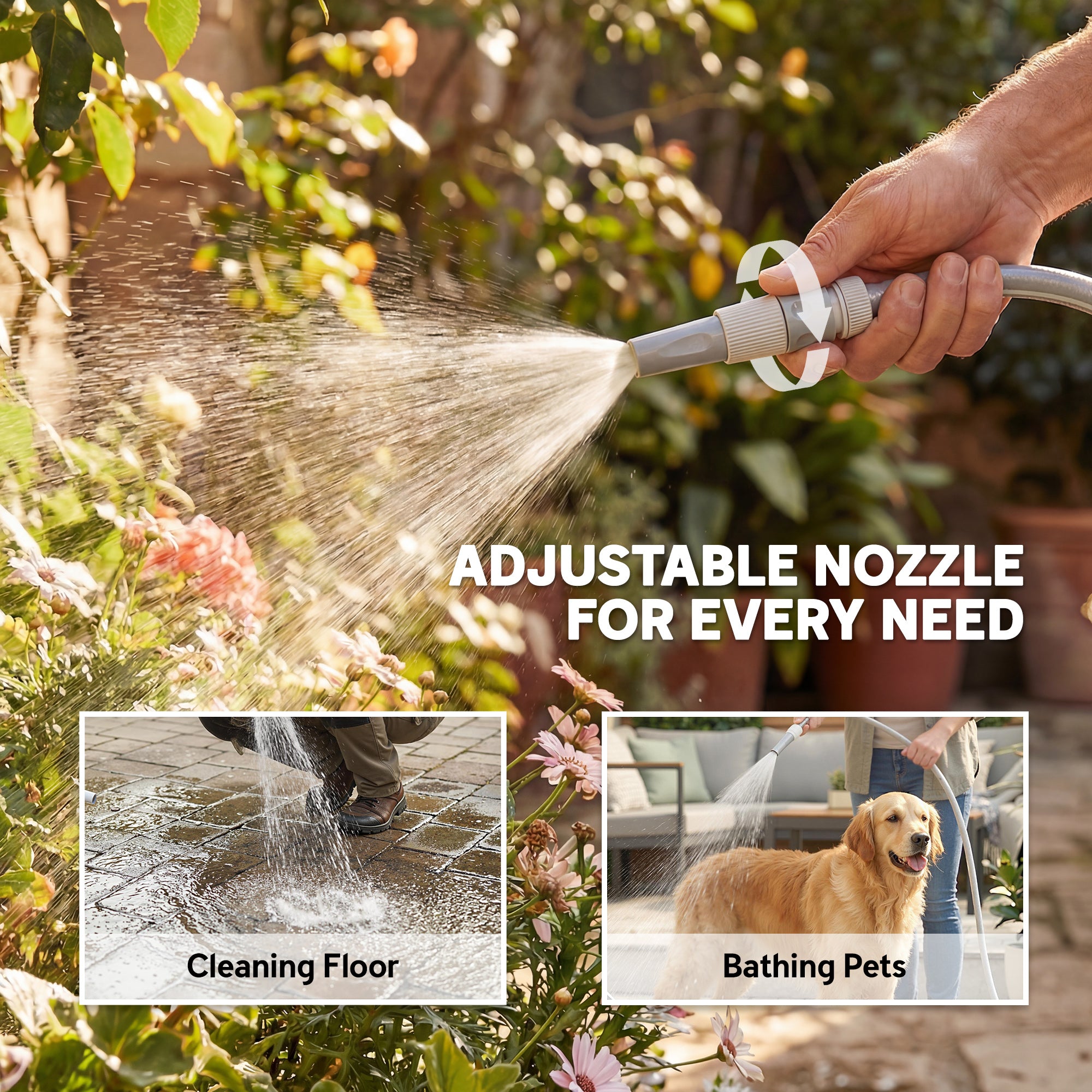 98 ft (30 m) Retractable Garden Hose Reel — 180° Swivel, Auto-Retract & Self-Locking, Wall-Mount, Gray