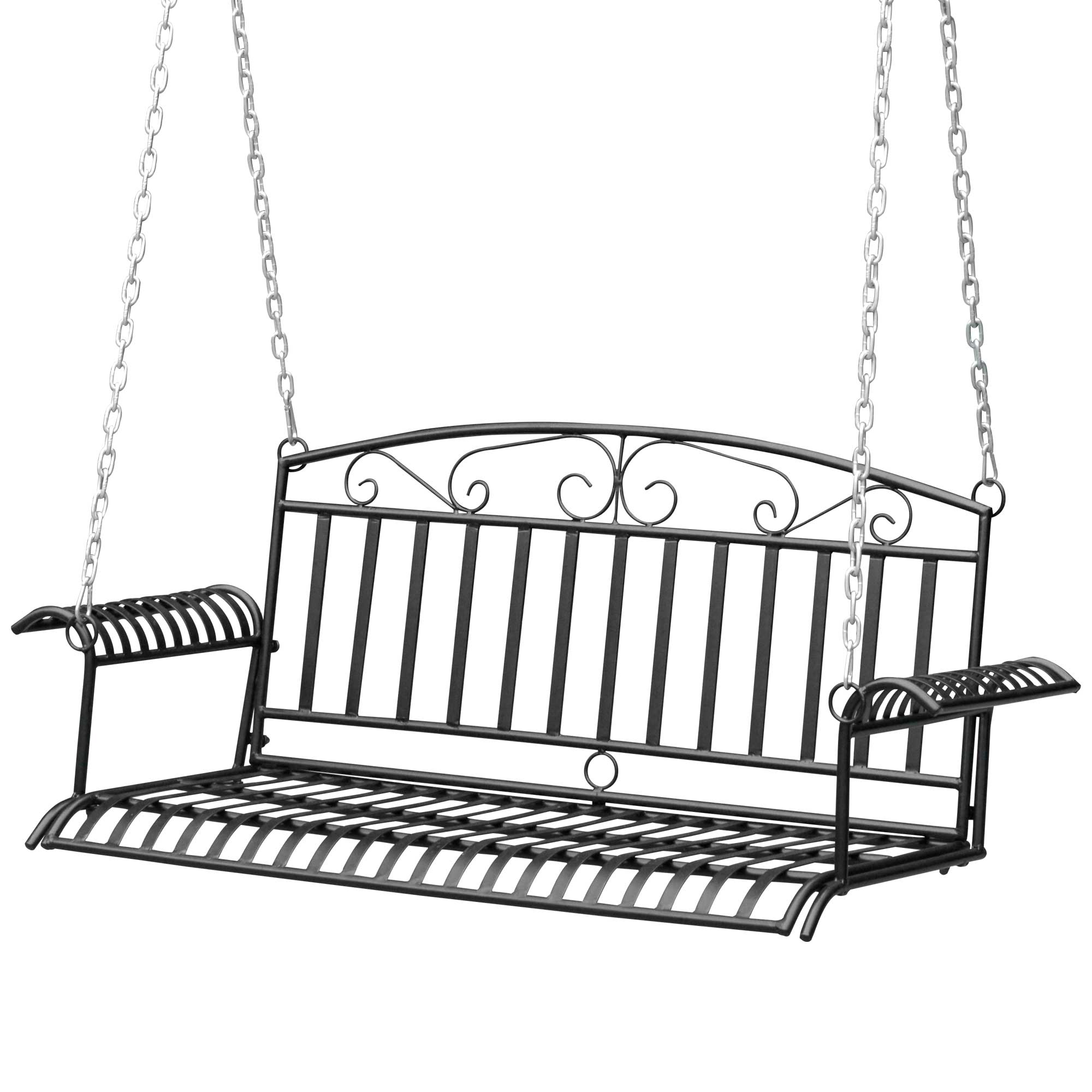 2-Seater Hanging Garden Bench in Metal dim. 137L x 58W x 52H cm Black