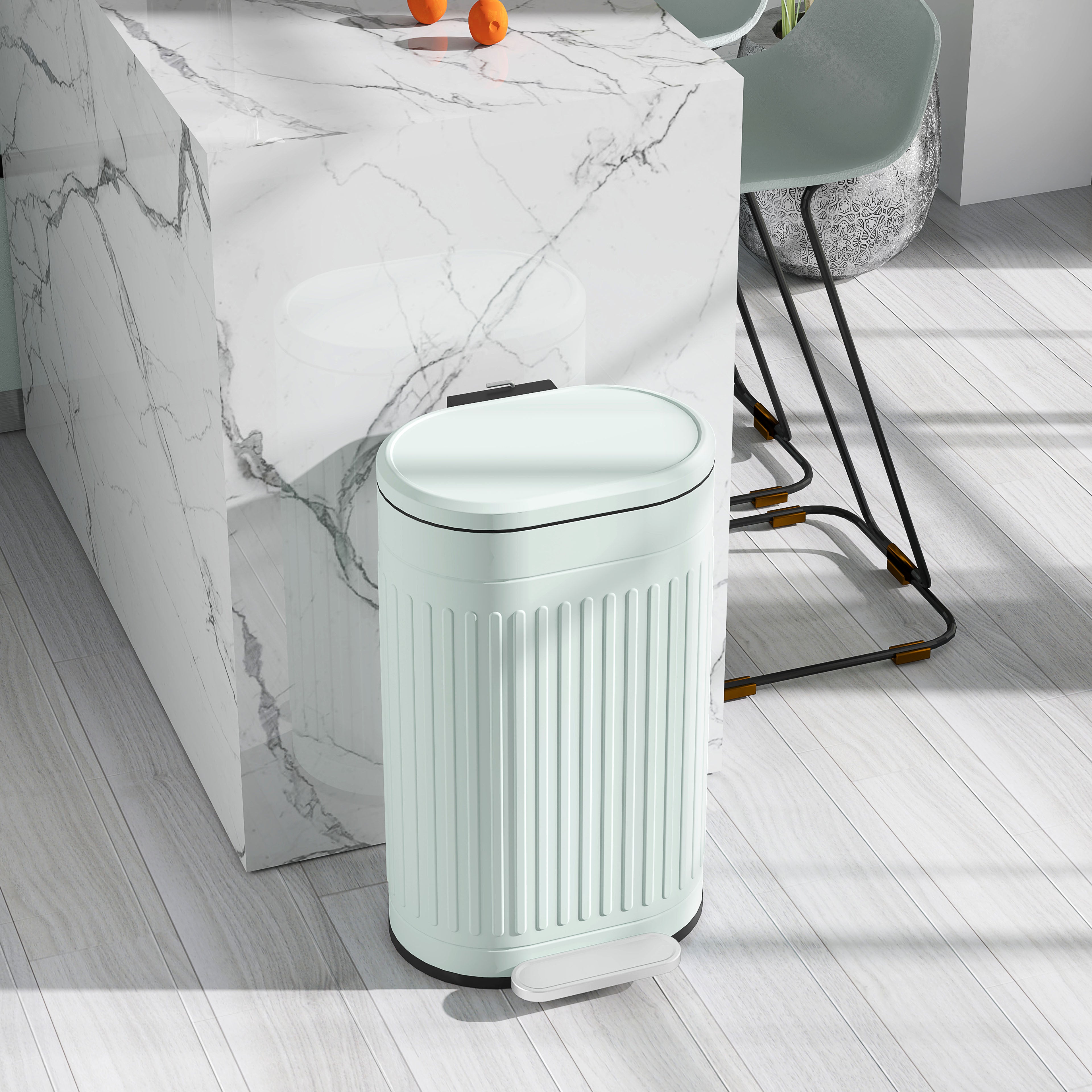 30L Pedal Bin with Removable Inner Bucket & Soft-Close Lid, Fingerprint-Resistant, Green (36.5 x 31.2 x 60.8 cm)