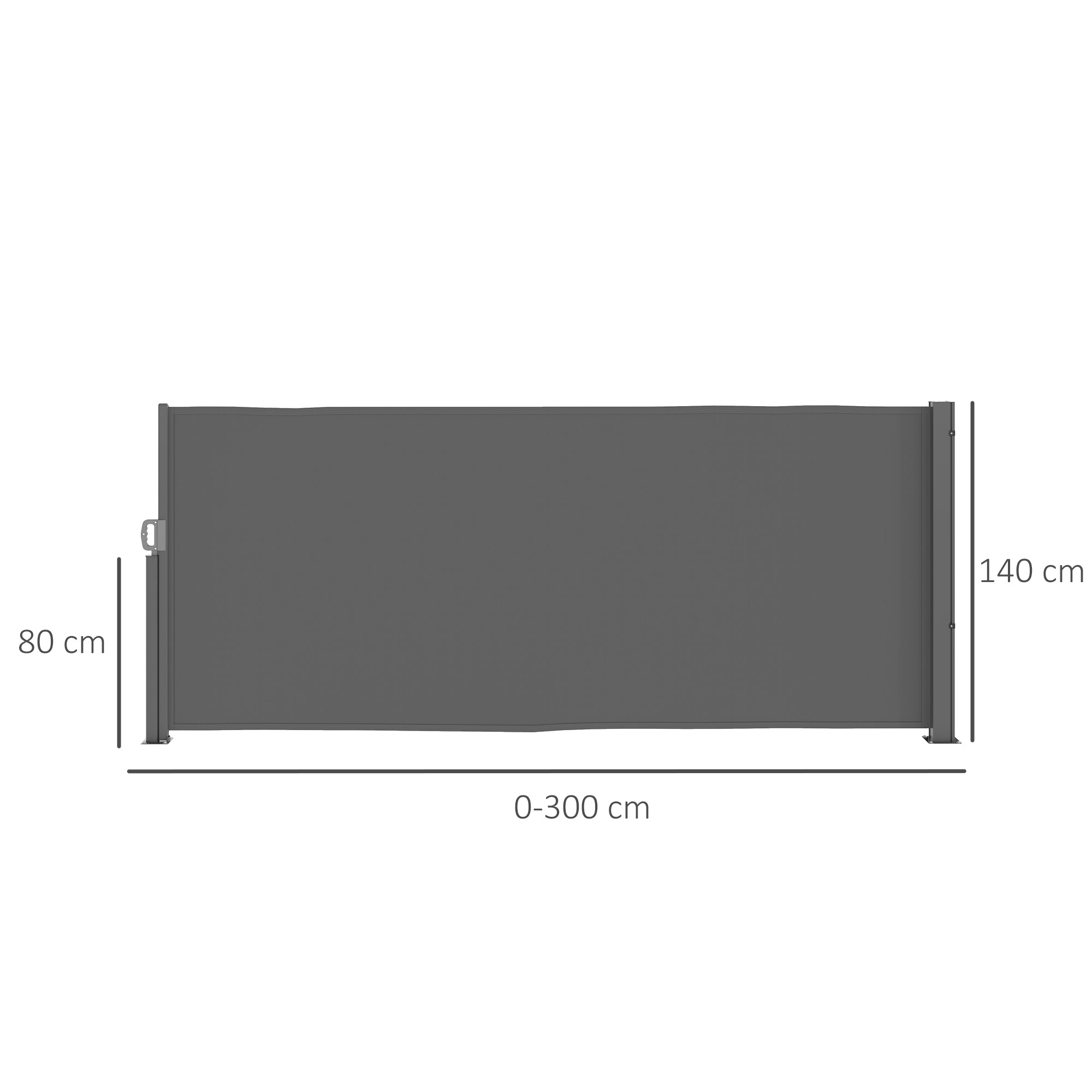 Retractable Side Awning - Privacy Screen with Wall Mount - Coated Side Awning - Windbreak 300x140cm - Awning for Balcony, Terrace, Garden Dark Gray