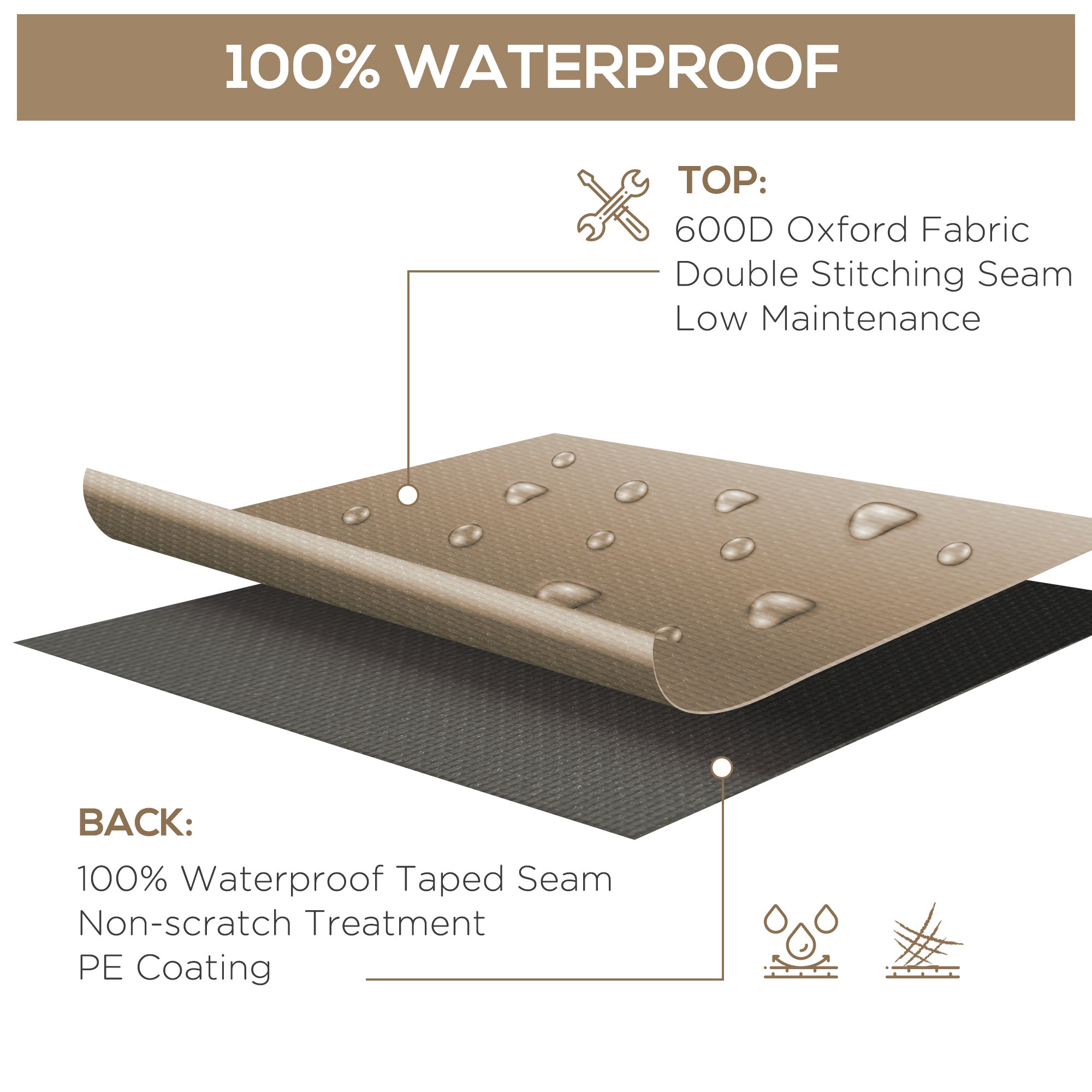 Protective Outdoor Furniture Cover – Waterproof, Windproof PE-Coated Oxford Fabric, Winter-Ready Patio Table & Chairs Cover 275 x 205 x 90 cm (108.3 x 80.7 x 35.4 in) – Beige