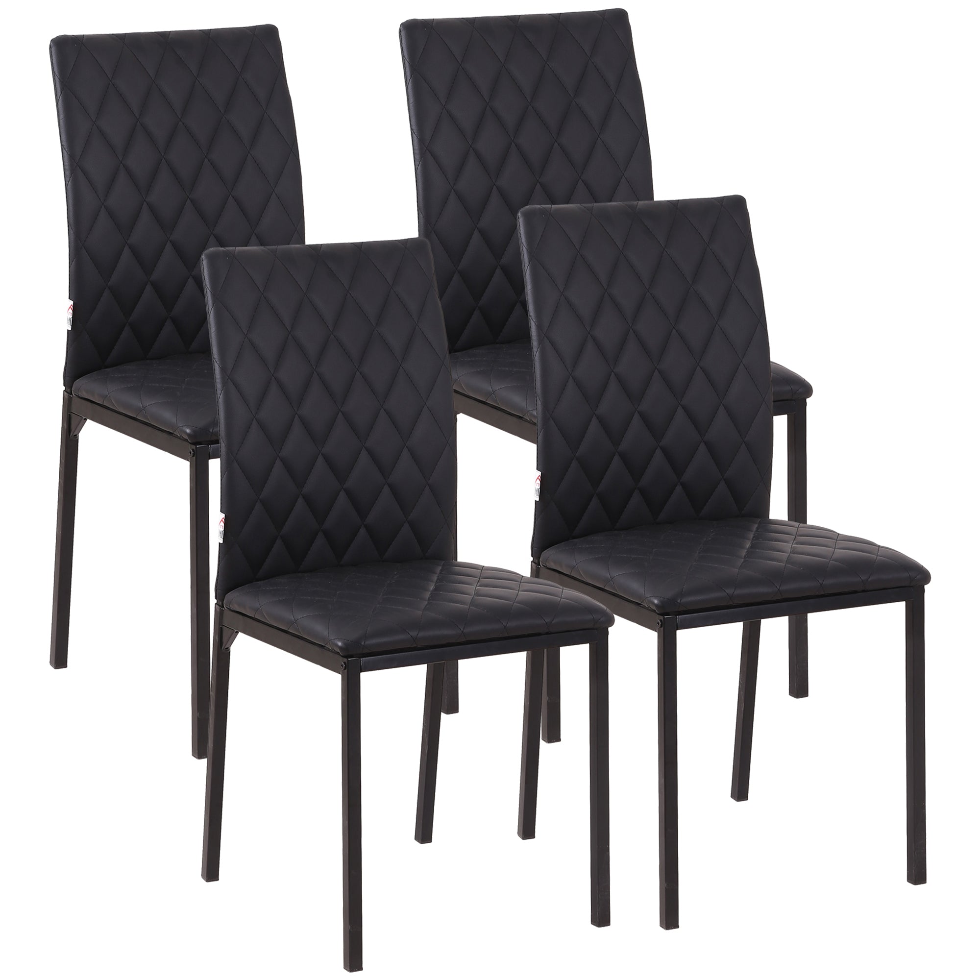 Dining Chairs Set of 4 Kitchen Chairs with Backrest, Faux Leather, Living Room Chairs with Foot Pad, Chairs, Padded Chairs with Steel Legs for Dining Table, Black