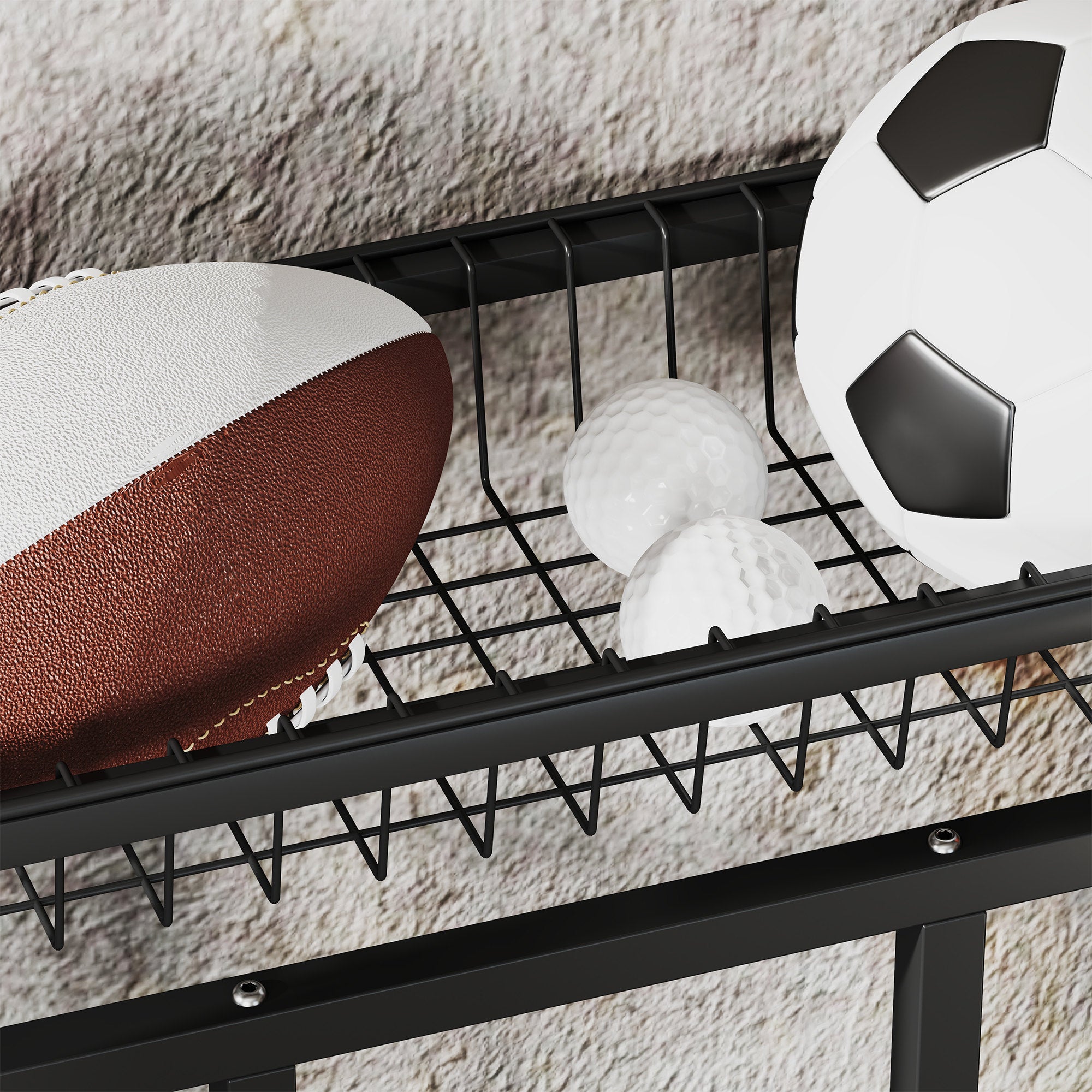 SPORTNOW Bike Stand, 3-Bike Parking Support Stand, with Upper Basket and 4 Adjustable S Hooks, Space for Road Bikes, Mountain Bikes, Hybrids, for Adults or Children, Black