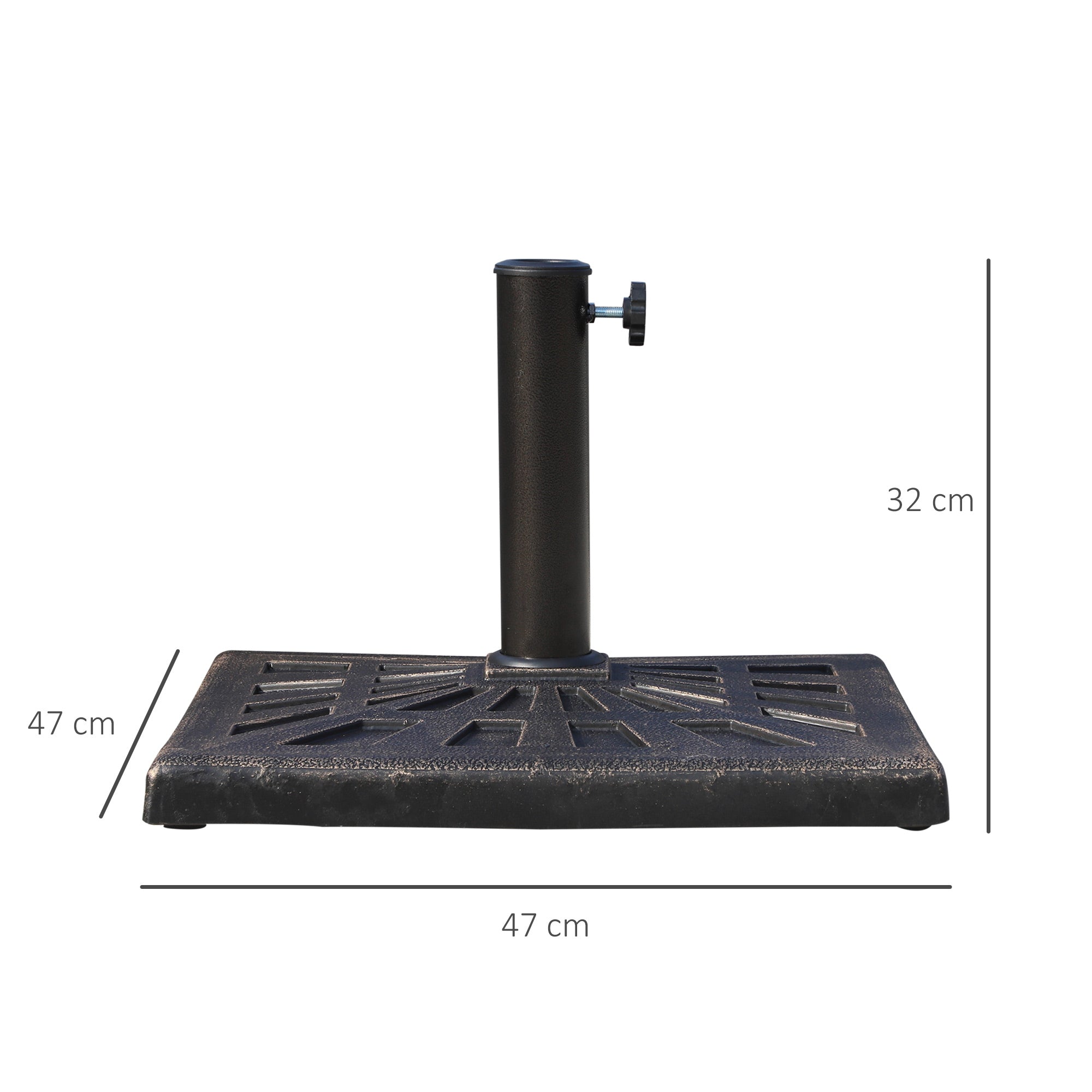 Umbrella Stand 15 kg Square Umbrella Base Holder, Umbrella Weight, Stand for Umbrella 38mm Pole Diameter, for Balcony, Terrace, Garden, Bronze