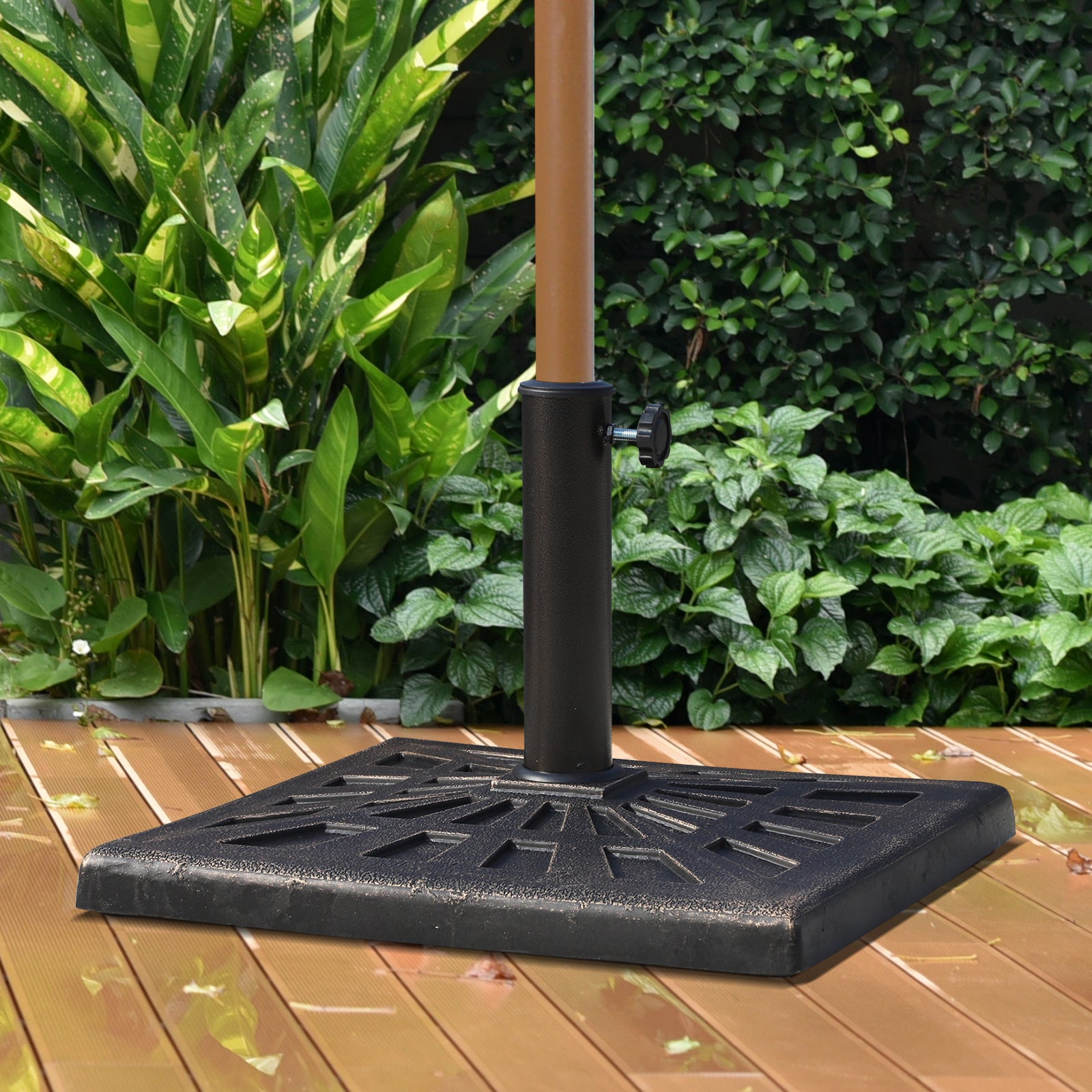 Umbrella Stand 15 kg Square Umbrella Base Holder, Umbrella Weight, Stand for Umbrella 38mm Pole Diameter, for Balcony, Terrace, Garden, Bronze