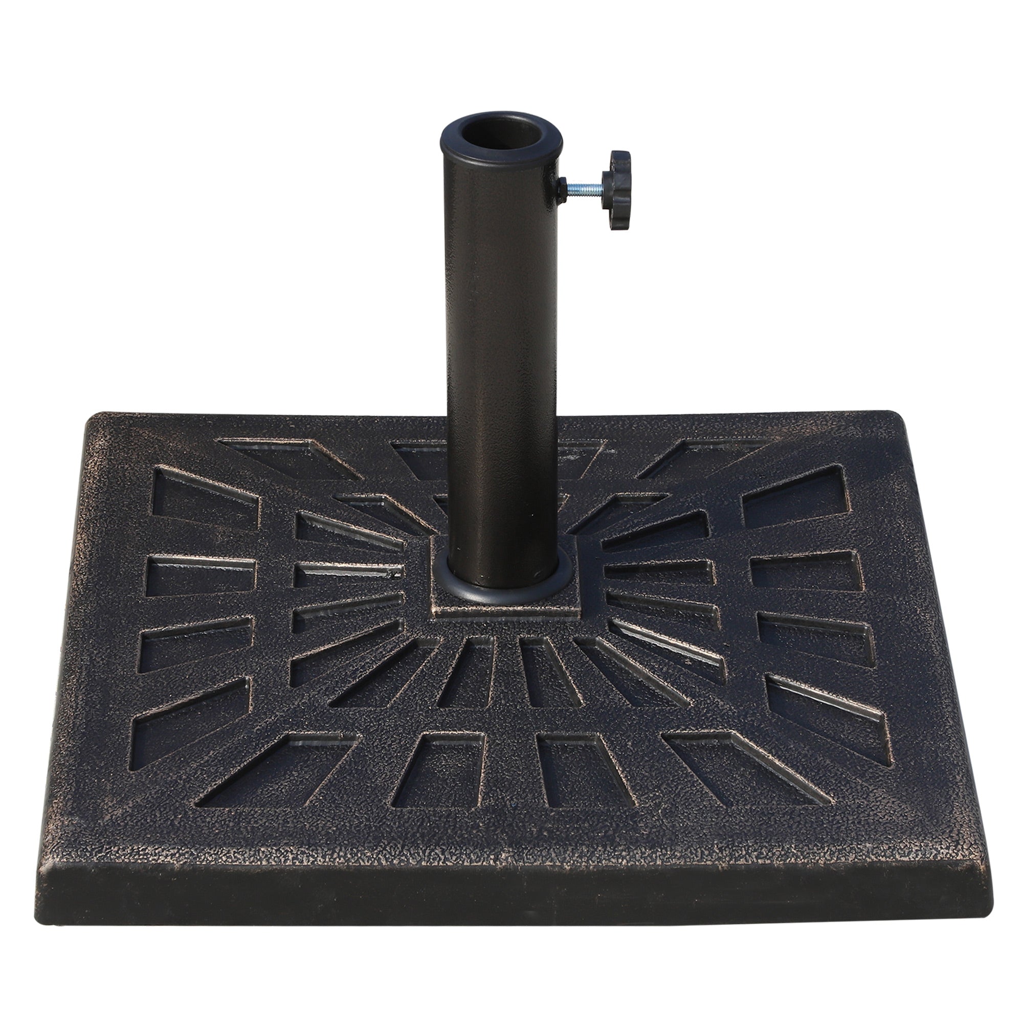 Umbrella Stand 15 kg Square Umbrella Base Holder, Umbrella Weight, Stand for Umbrella 38mm Pole Diameter, for Balcony, Terrace, Garden, Bronze