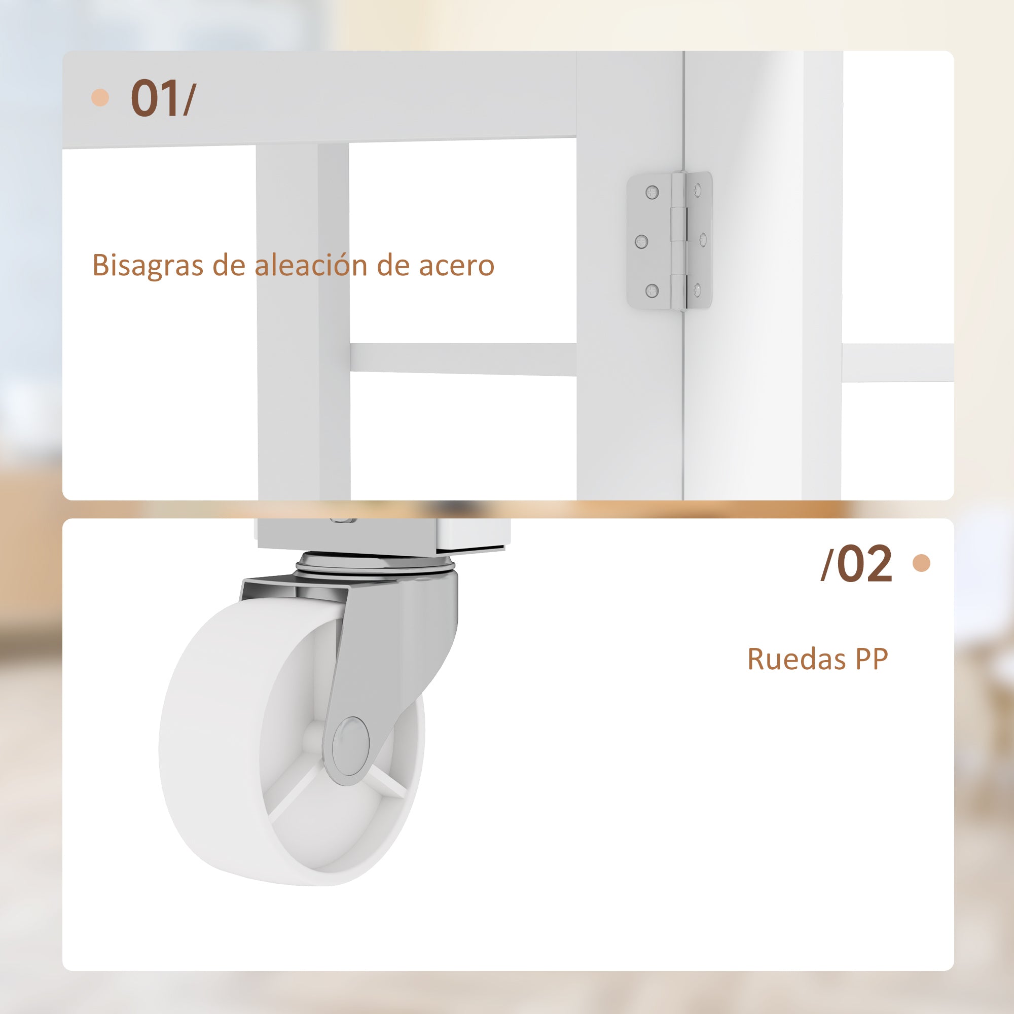 Folding Table with Folding Wings Dining Table Folding Kitchen Table with 2 Wheels and Shelves Modern Style 120x60x75 cm White