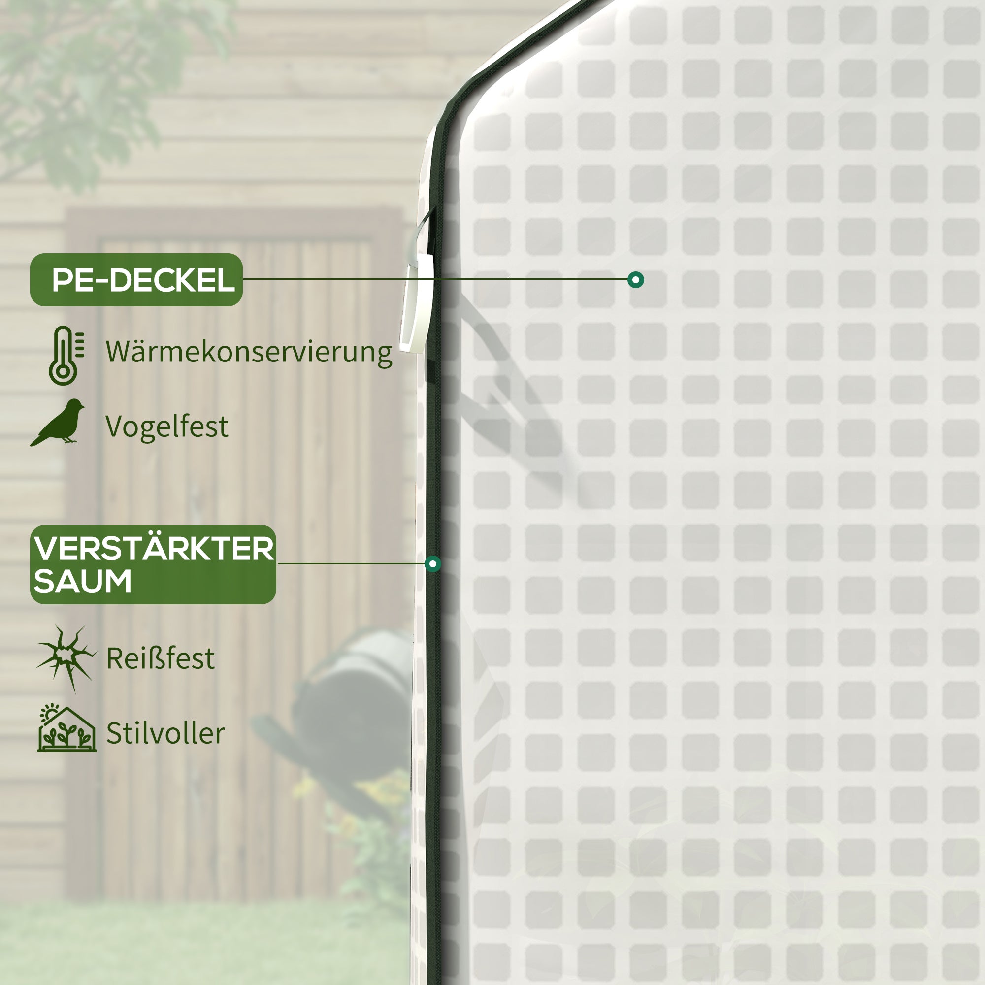 Greenhouse Foil 1.4 x 1.9 m, Waterproof Garden Film with UV Protection Window, Tear-Resistant Polyethylene Film, Cover for Greenhouse, Tunnel Film for Outdoor, Plants, White