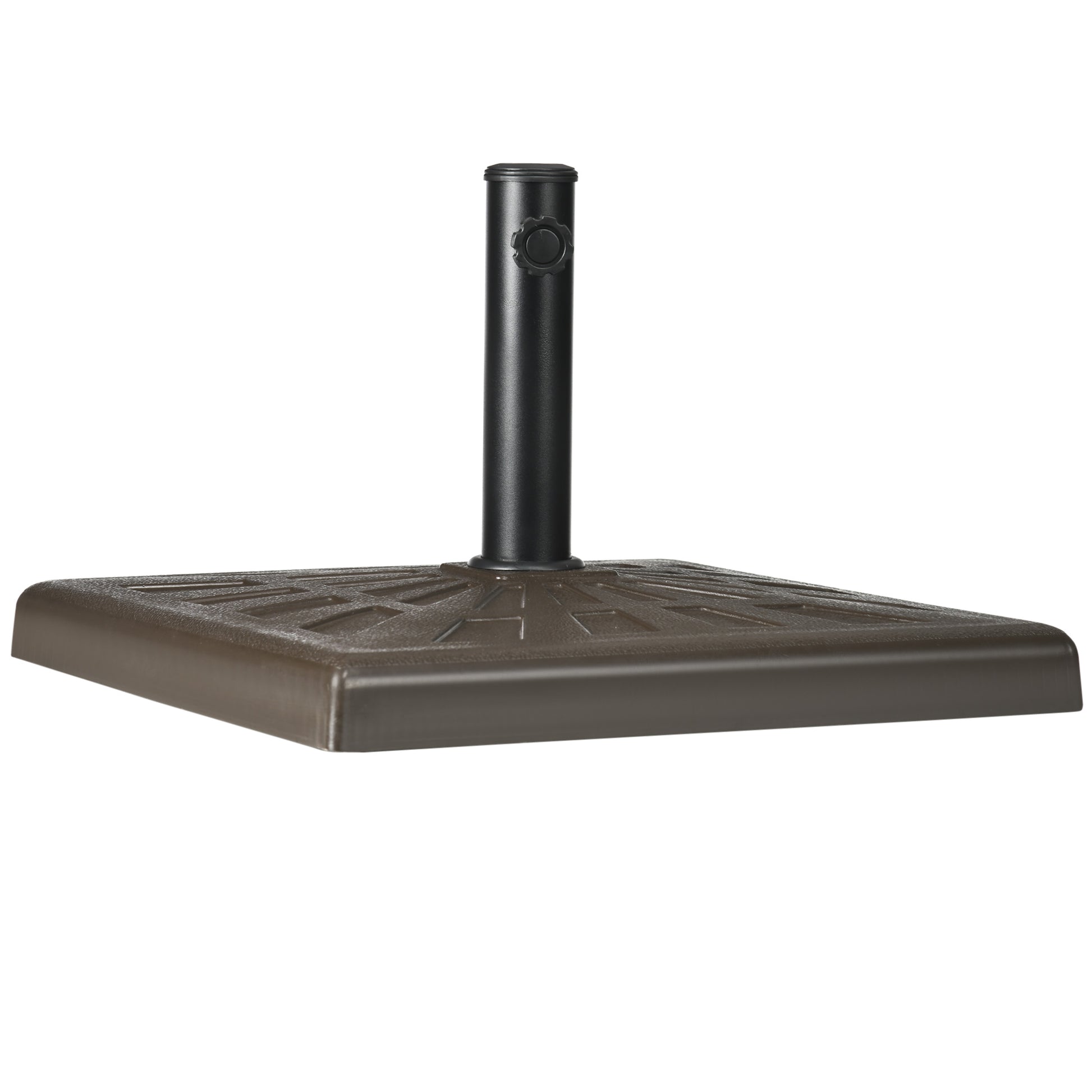 Resin and Metal Garden Umbrella Base with Integrated Knob, Umbrella Stand for Poles Ø32/38/48 mm, for Outdoor and Patio, 19 kg, Brown