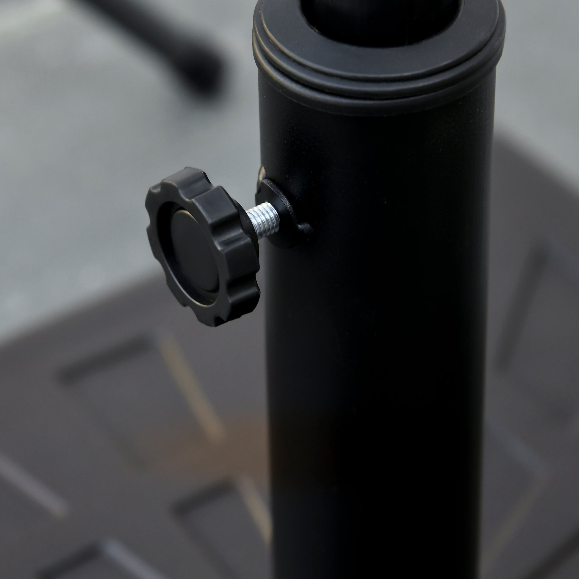 Resin and Metal Garden Umbrella Base with Integrated Knob, Umbrella Stand for Poles Ø32/38/48 mm, for Outdoor and Patio, 19 kg, Brown