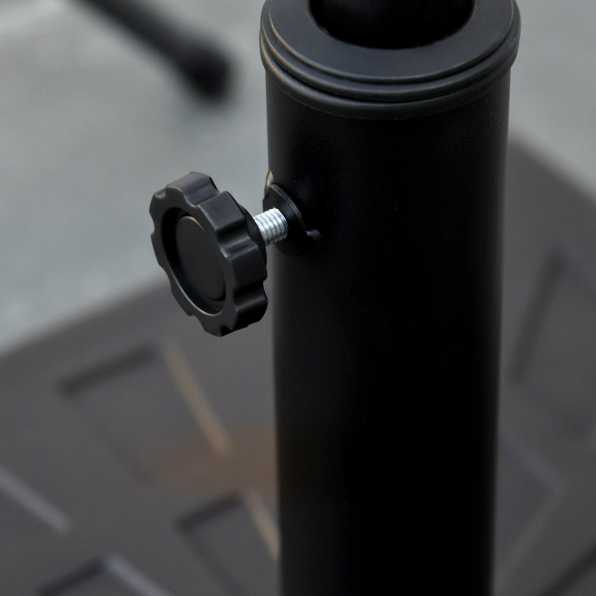 Resin and Metal Garden Umbrella Base with Integrated Knob, Umbrella Stand for Poles Ø32/38/48 mm, for Outdoor and Patio, 19 kg, Brown