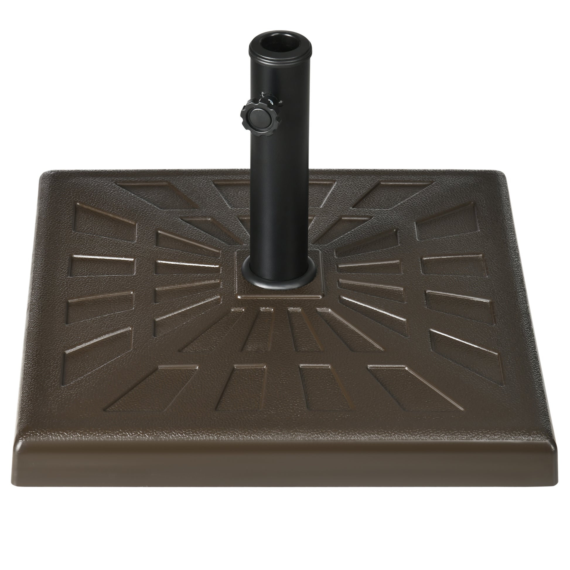 Resin and Metal Garden Umbrella Base with Integrated Knob, Umbrella Stand for Poles Ø32/38/48 mm, for Outdoor and Patio, 19 kg, Brown