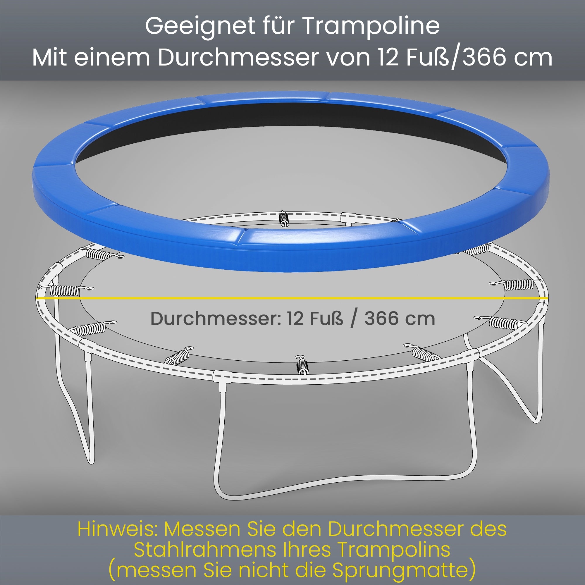 SPORTNOW Trampoline Safety Pad Ø12 ft (366 cm) – Tear-Resistant, UV-Resistant, Waterproof Spring Cover — Replacement Edge Pad for Garden Trampolines, Blue