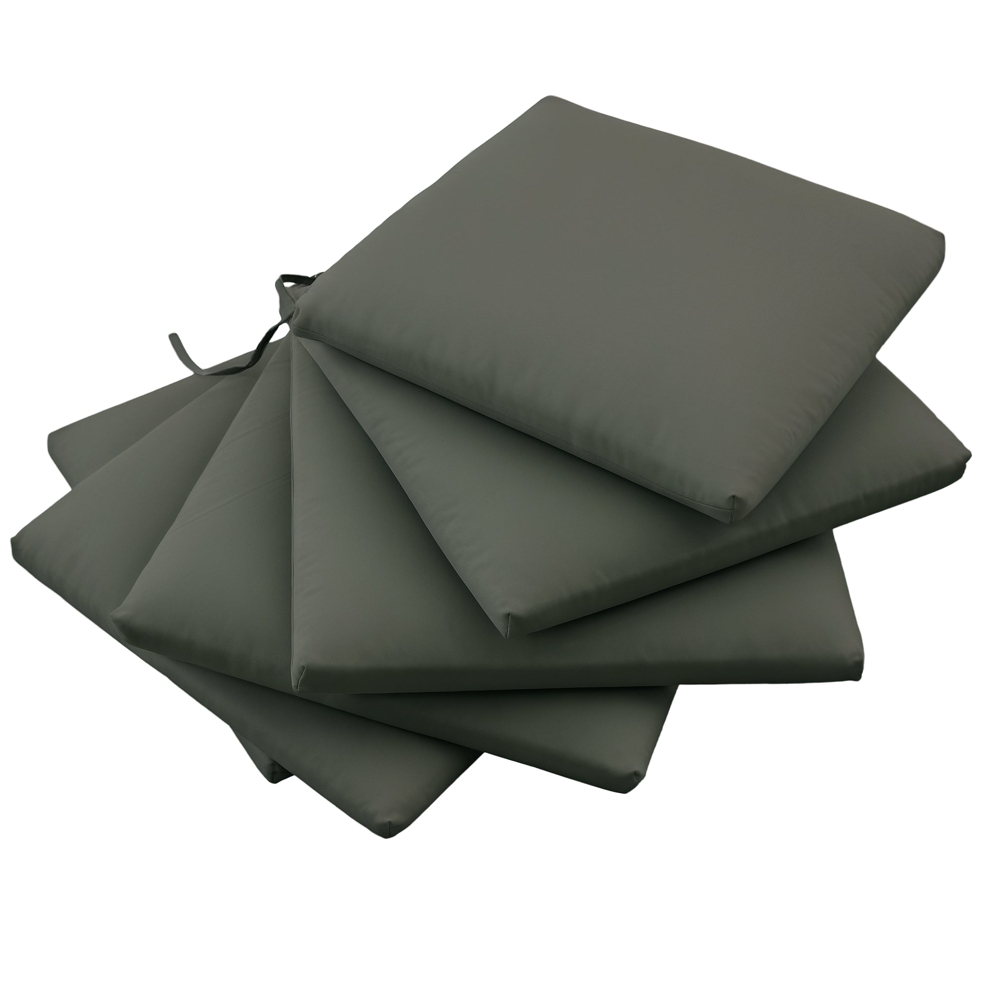 Set of 6 Garden Chair Cushions - Outdoor Chair Cushion Padding 3 cm Polyester Fabric dim. 42L x 42W cm Dark Grey