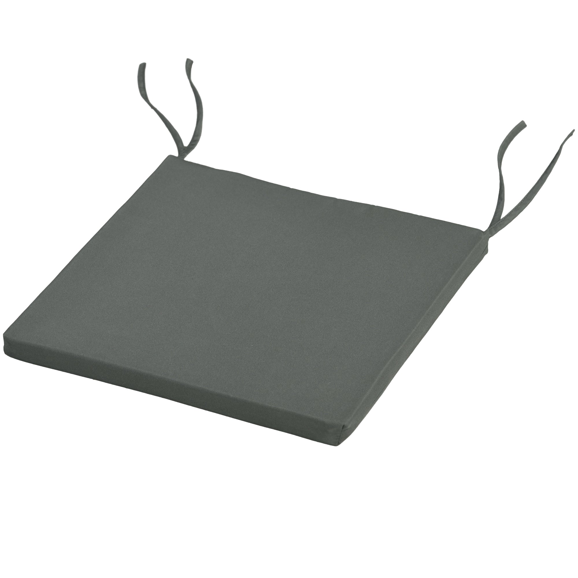 Set of 6 Garden Chair Cushions - Outdoor Chair Cushion Padding 3 cm Polyester Fabric dim. 42L x 42W cm Dark Grey
