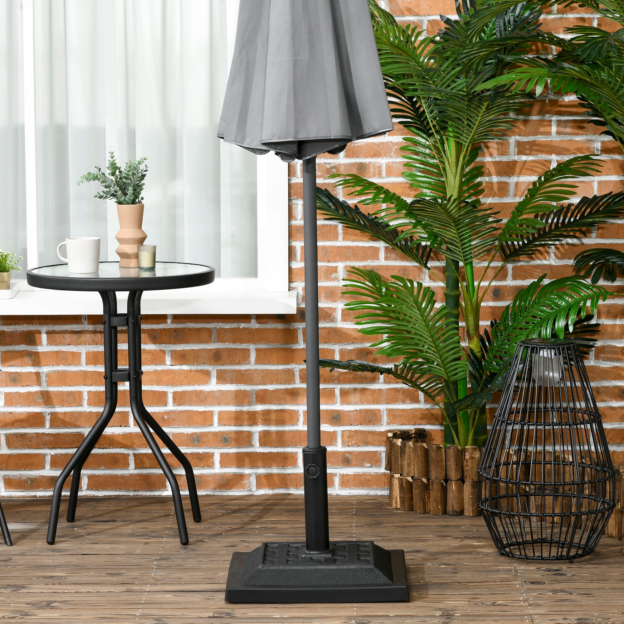 Umbrella Stand 12 kg Square Umbrella Base Umbrella Weight, Umbrella Holder, Stand for Umbrella 32/38/48mm Pole Diameter, for Balcony, Terrace, Garden, Black