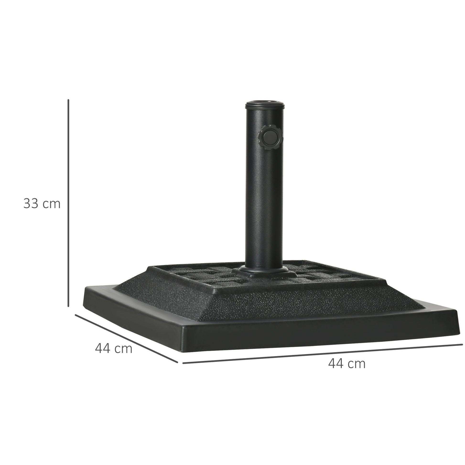 Umbrella Stand 12 kg Square Umbrella Base Umbrella Weight, Umbrella Holder, Stand for Umbrella 32/38/48mm Pole Diameter, for Balcony, Terrace, Garden, Black