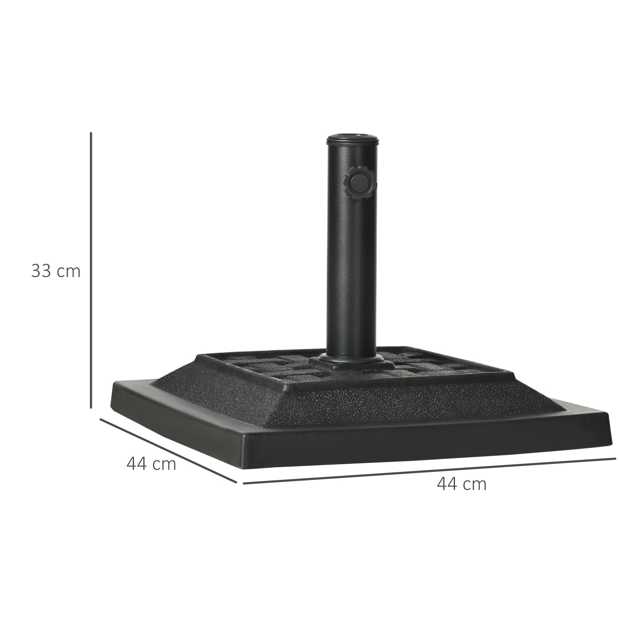 Umbrella Stand 12 kg Square Umbrella Base Umbrella Weight, Umbrella Holder, Stand for Umbrella 32/38/48mm Pole Diameter, for Balcony, Terrace, Garden, Black