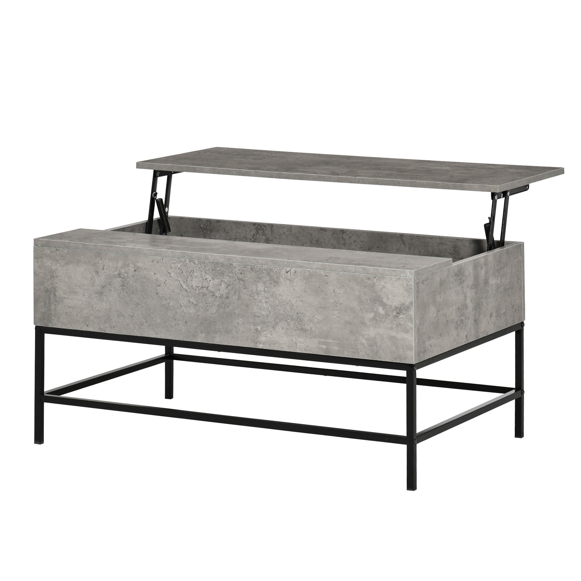 Lift-Top Coffee Table Coffee Table with Hidden Storage Space Lift-Top Table for Living Room Dining Room 90x60.5x45.5 cm Gray Cement