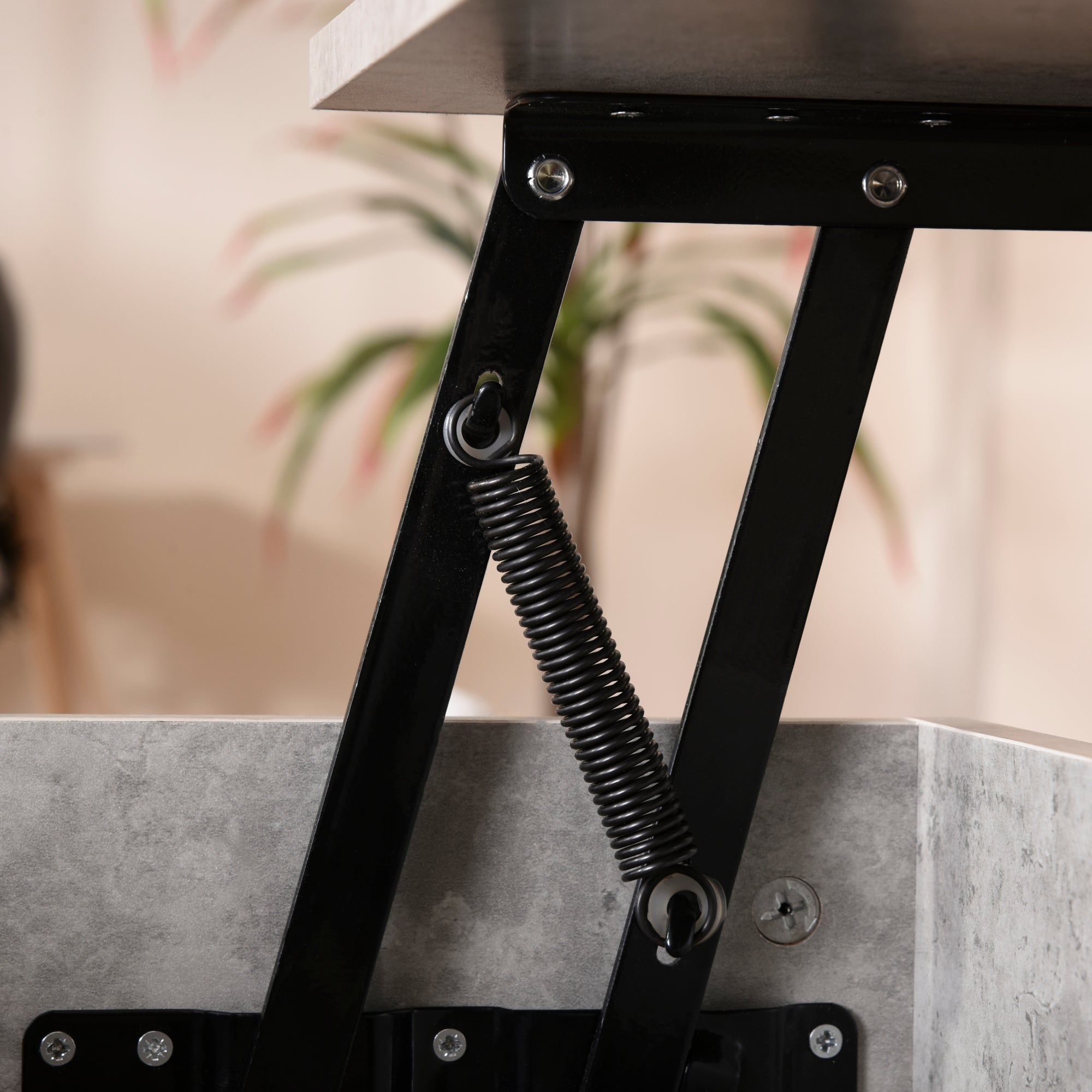 Lift-Top Coffee Table Coffee Table with Hidden Storage Space Lift-Top Table for Living Room Dining Room 90x60.5x45.5 cm Gray Cement